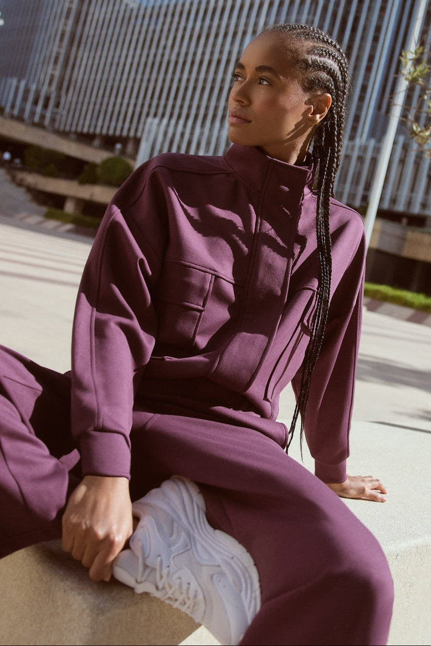 Chaqueta sportiva bomber con bolsillos burdeos