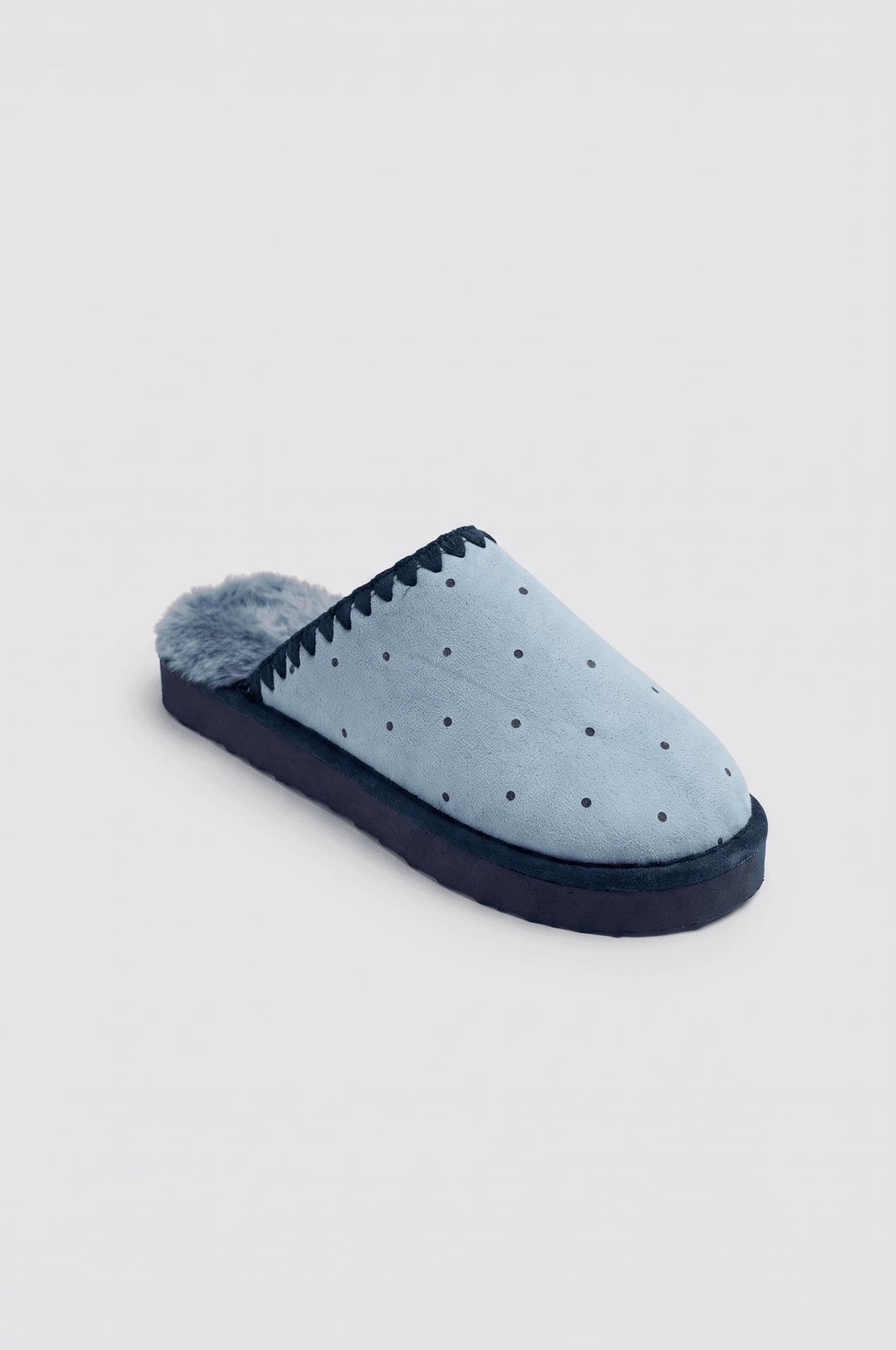 Pantofole da casa blu a pois