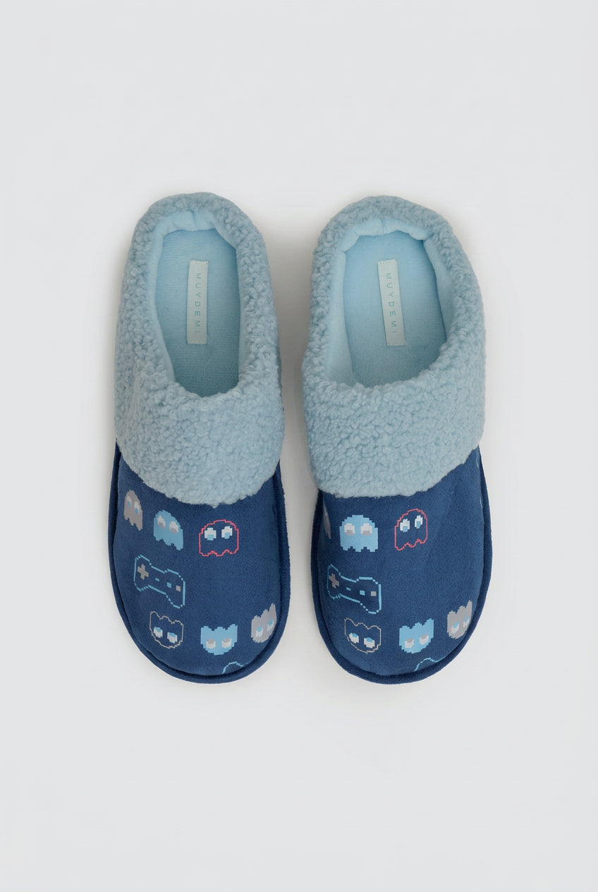 Zapatillas de casa interior borreguito estampado game