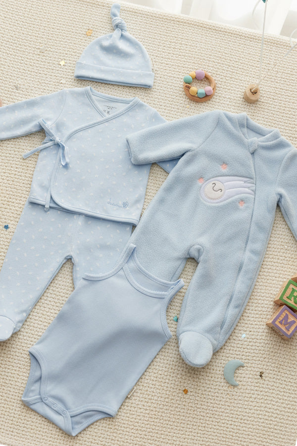 Set regalo blu per il primo vestito del neonato