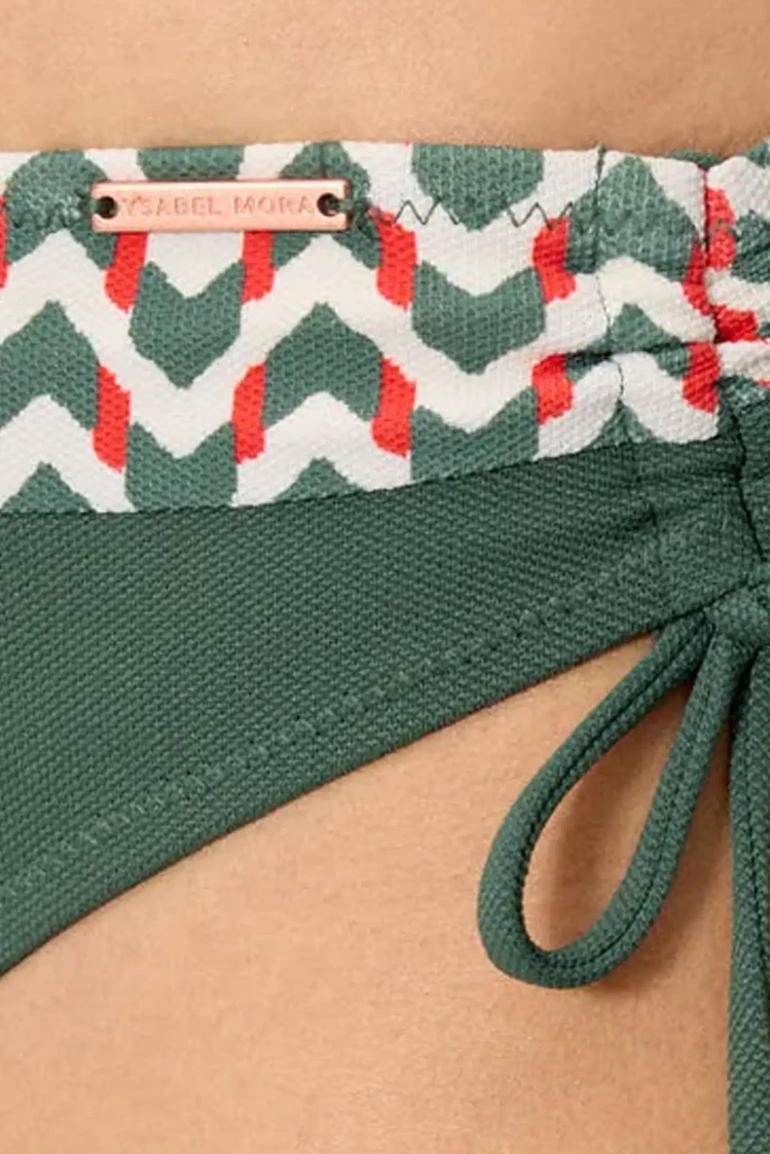 slip bikini midi in micropiqué stampato verde bottiglia