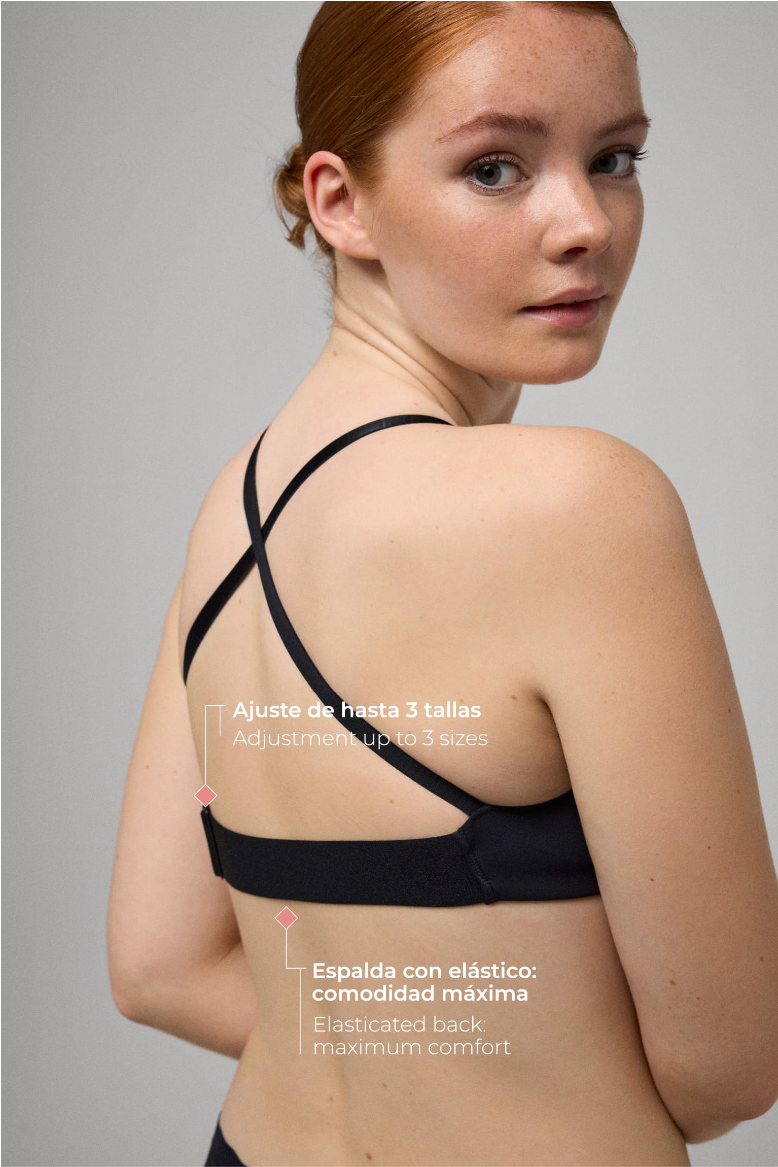 Reggiseno nero a taglia regolabile
