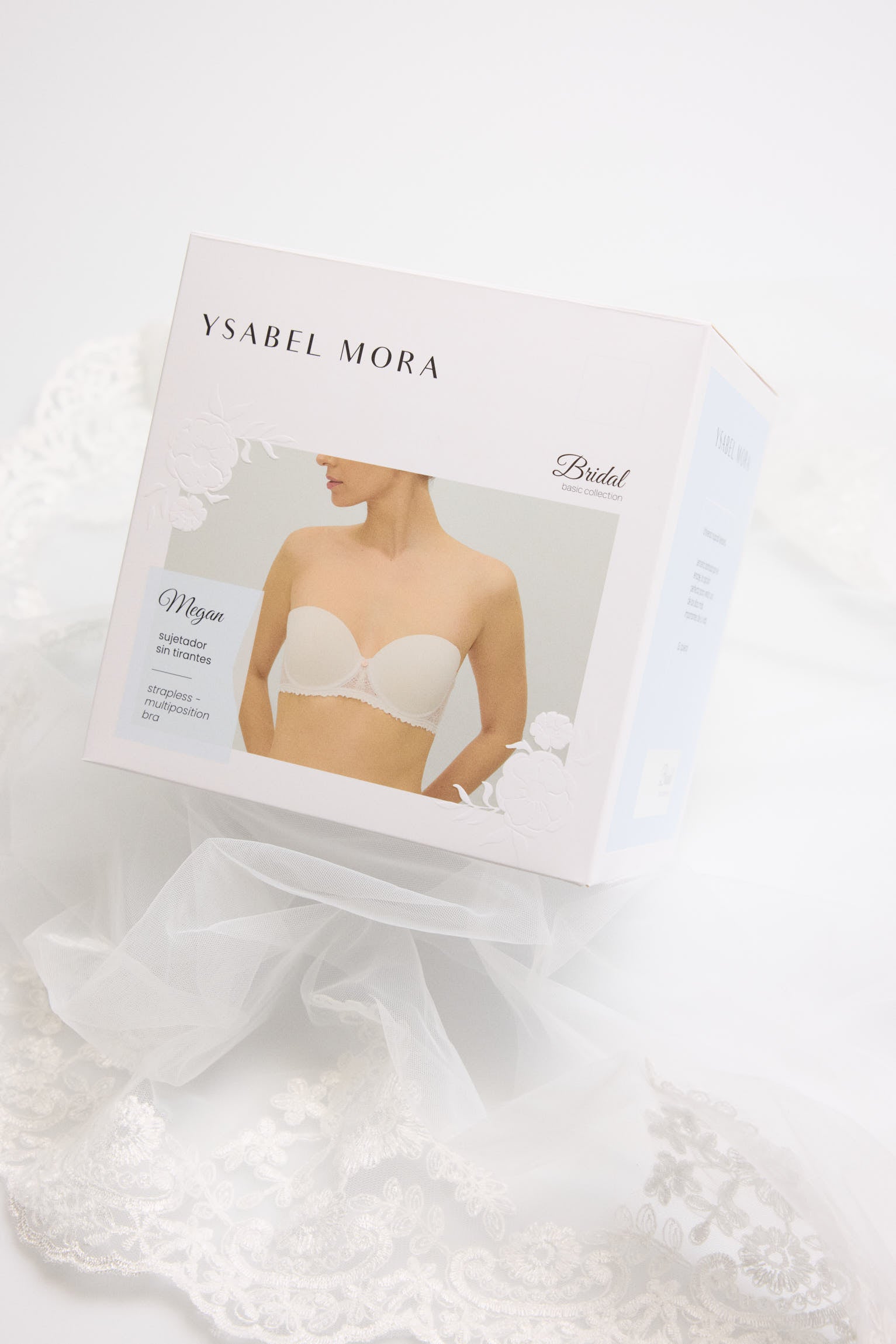 Sujetador sin tirantes encaje blanco Megan | Colección Novia - Ysabel Mora