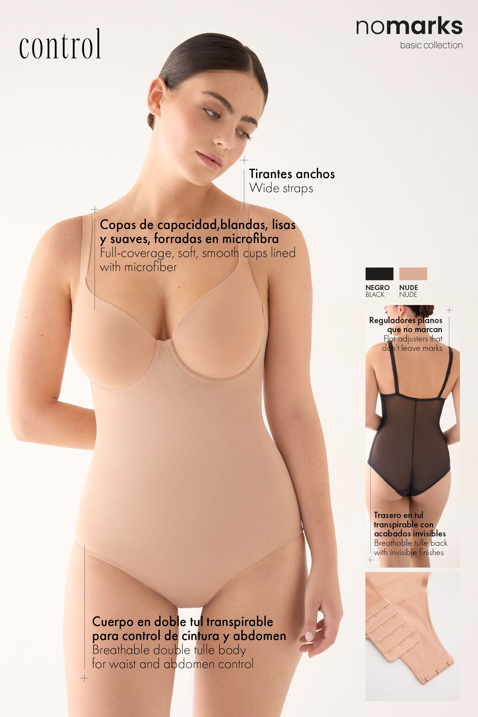 Controllo anti-traccia del corpo con finitura nude invisibile