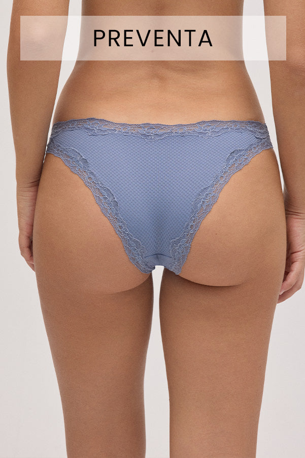PREVENDITA Slip brasiliani in pizzo blu