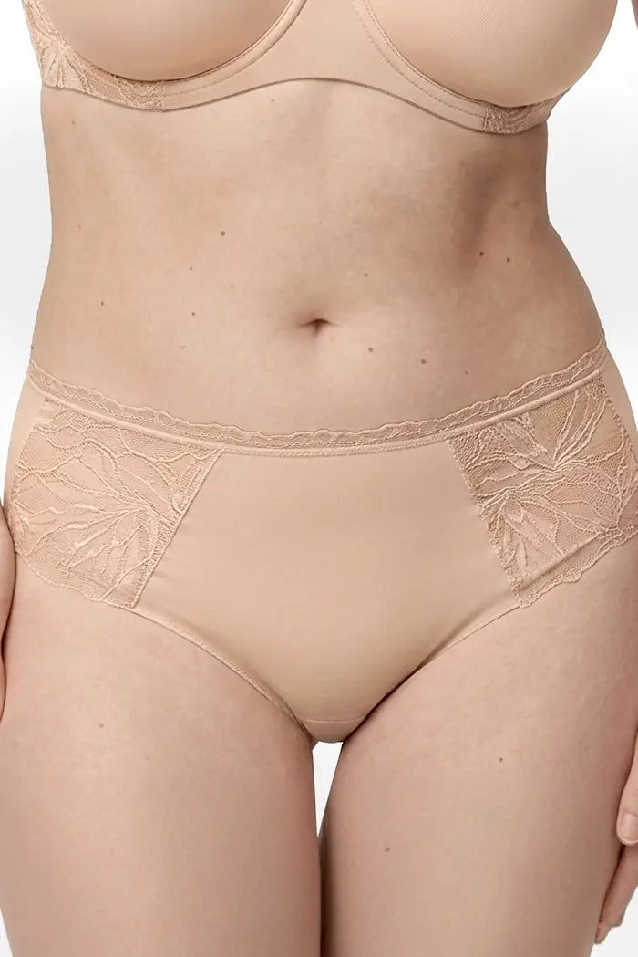 Slip midi con dettagli in pizzo color carne