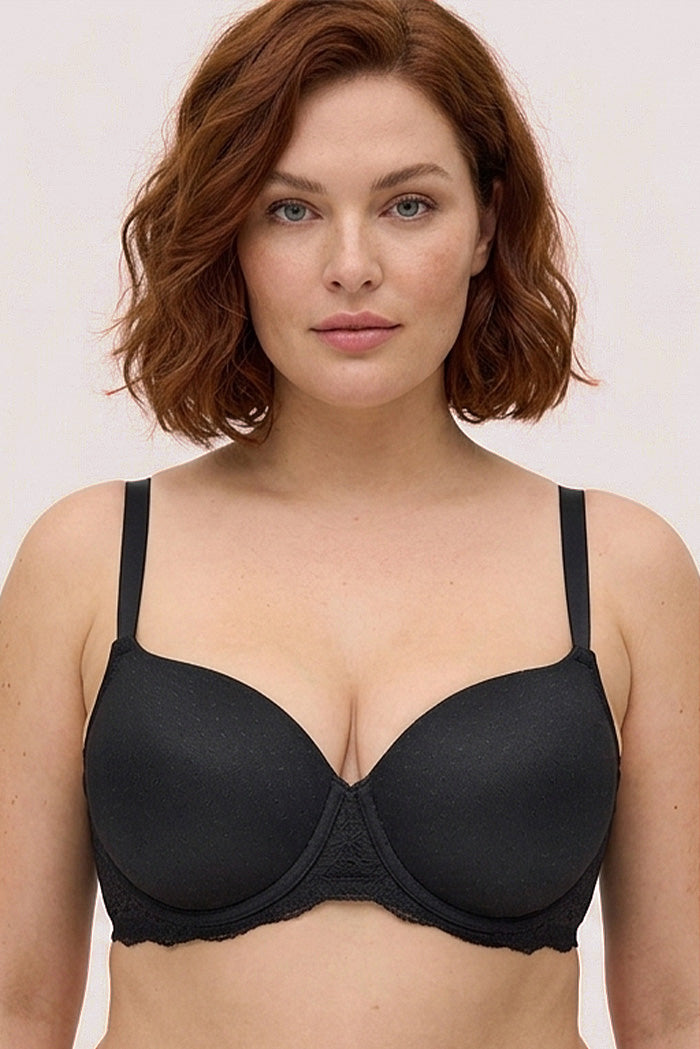 Reggiseno con ferretto e imbottitura in plumetis nero