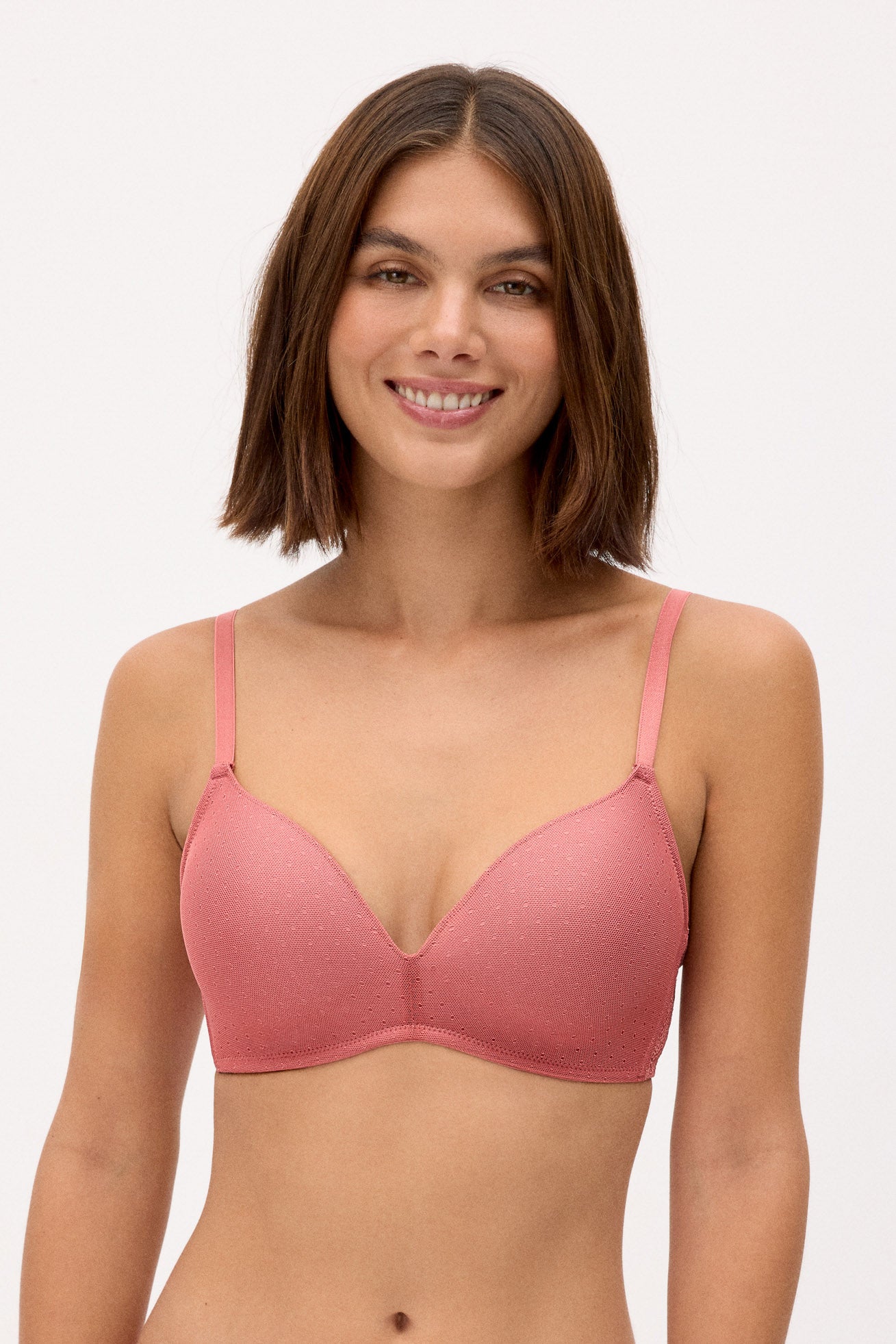 Reggiseno senza ferretto con imbottitura in plumetis rosa