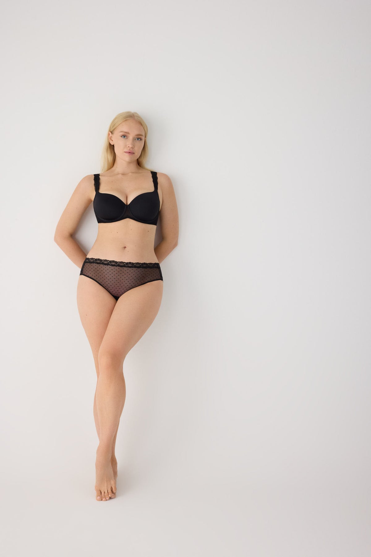 Slip midi plumetis nero