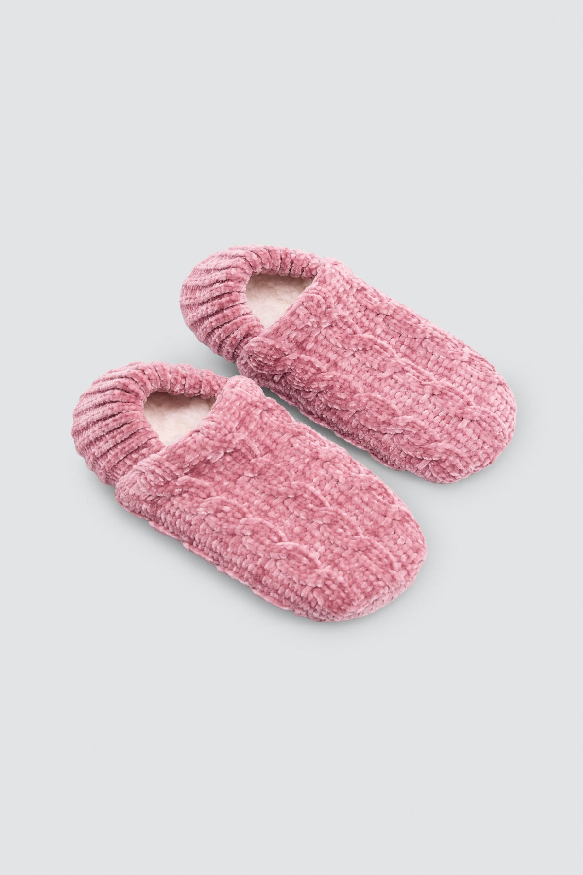 Calzini-pantofola da donna vellutati antiscivolo con interno sherpa rosa