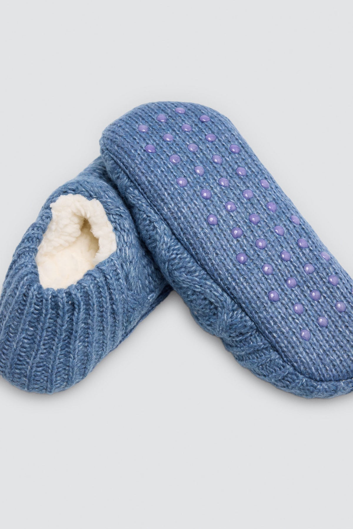 Calzini-pantofola da donna antiscivolo blu