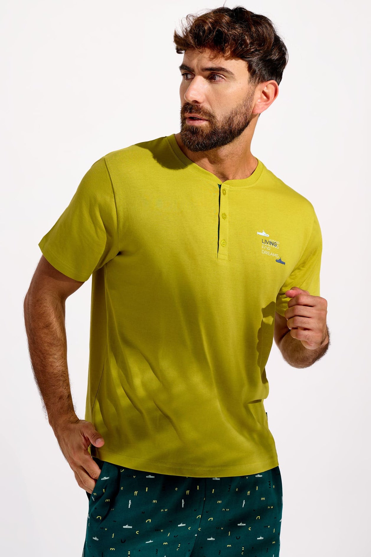 Pigiama corto da uomo in cotone Living | MUYDEMI