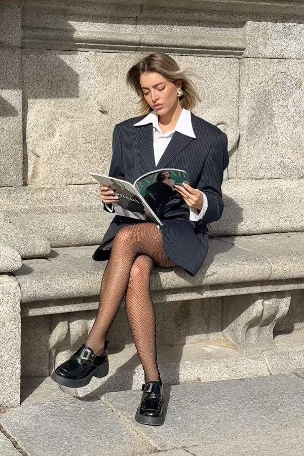 Look con collant a rete e brillantini @teresamora6