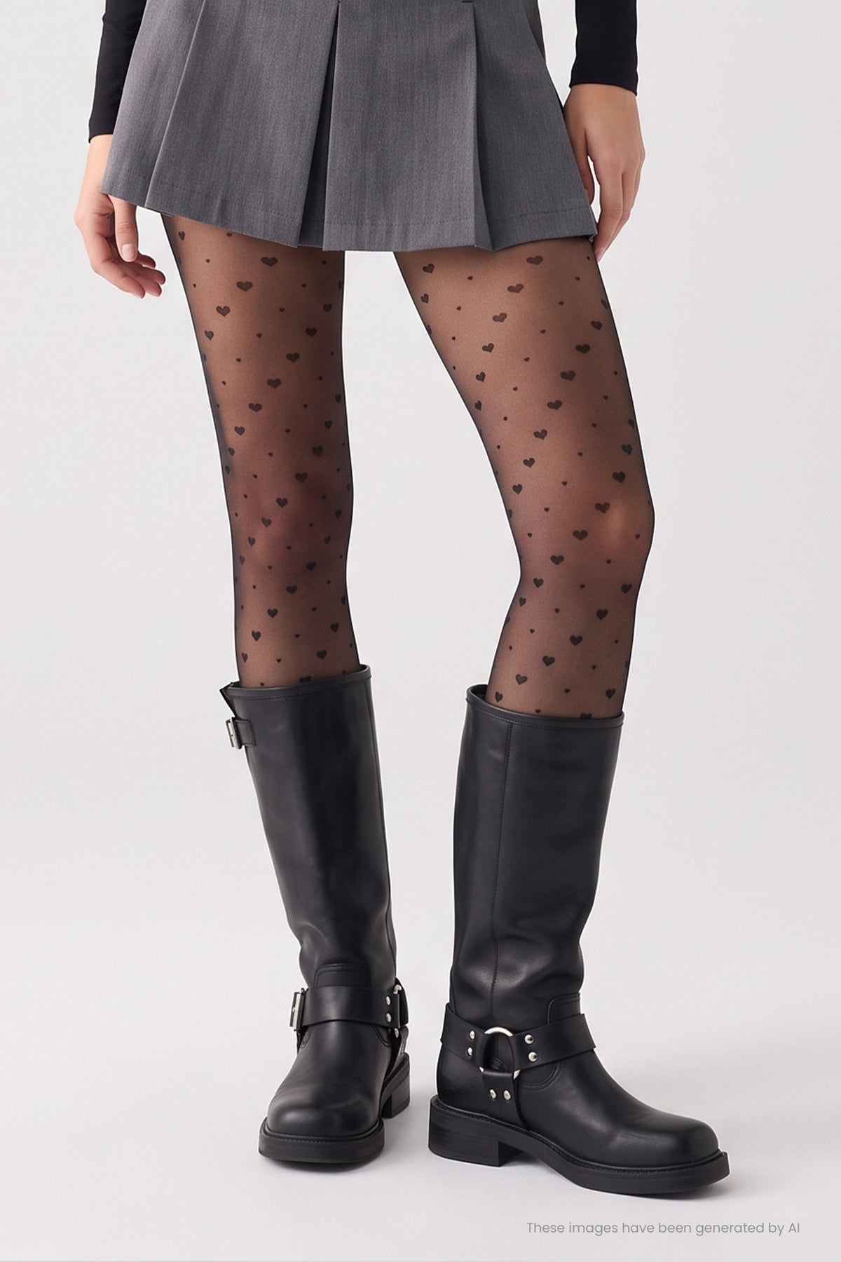 Panty 20 denier stampa puntos e cuori nero