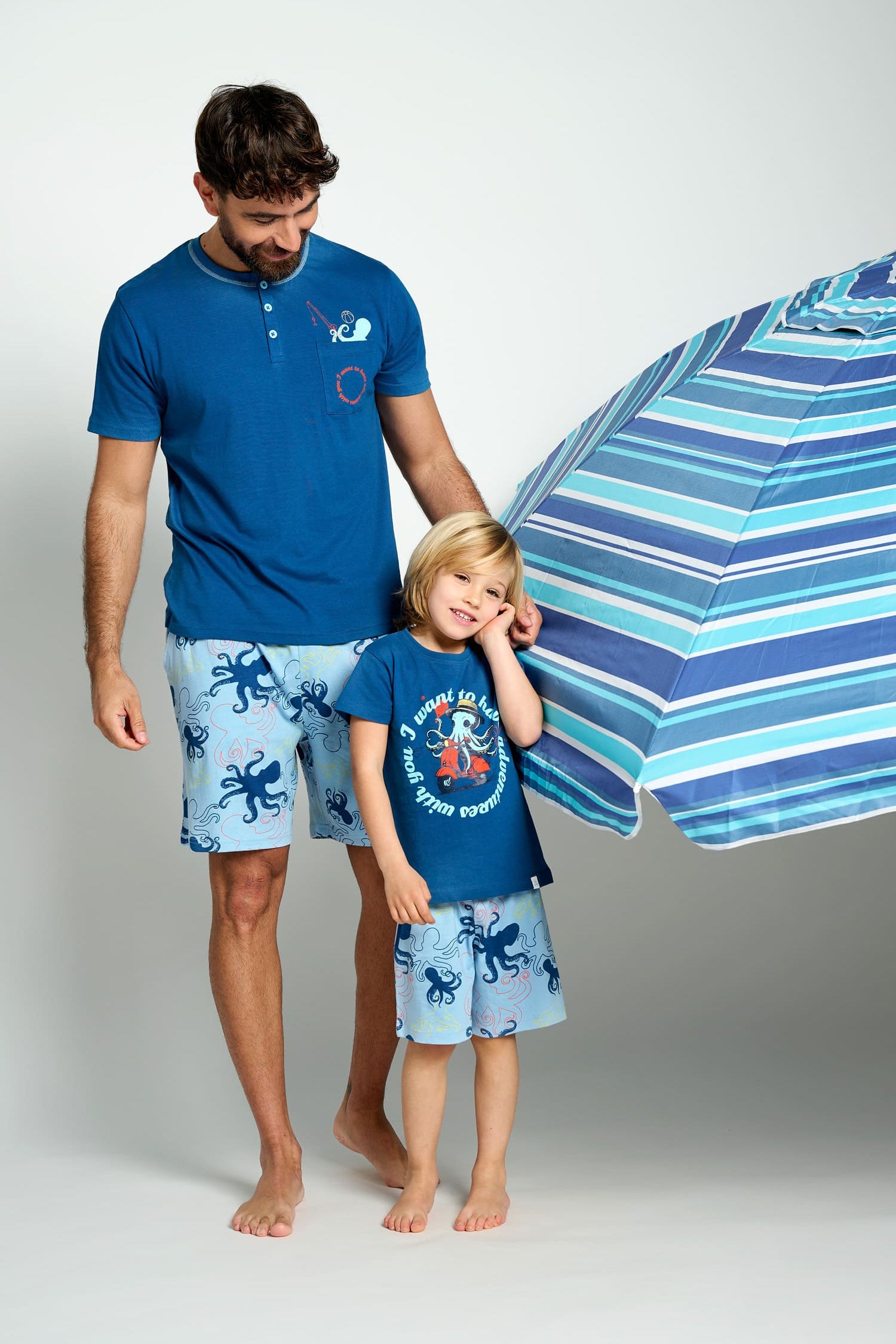 Pigiama corto con stampa di polpo per bambini | MUYDEMI