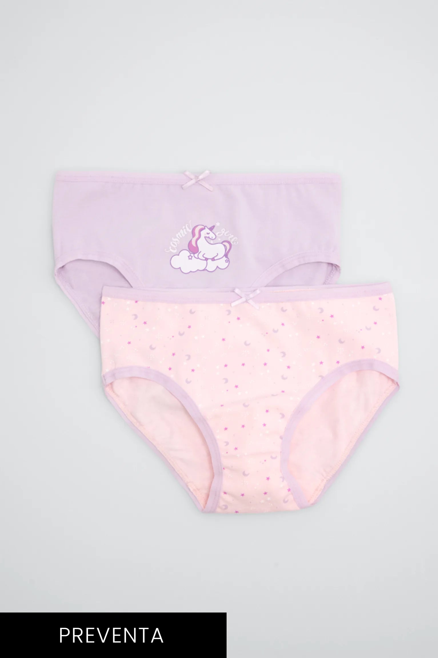 PREVENTA Pack de 2 mutandine de bambina algodón estampado unicornio
