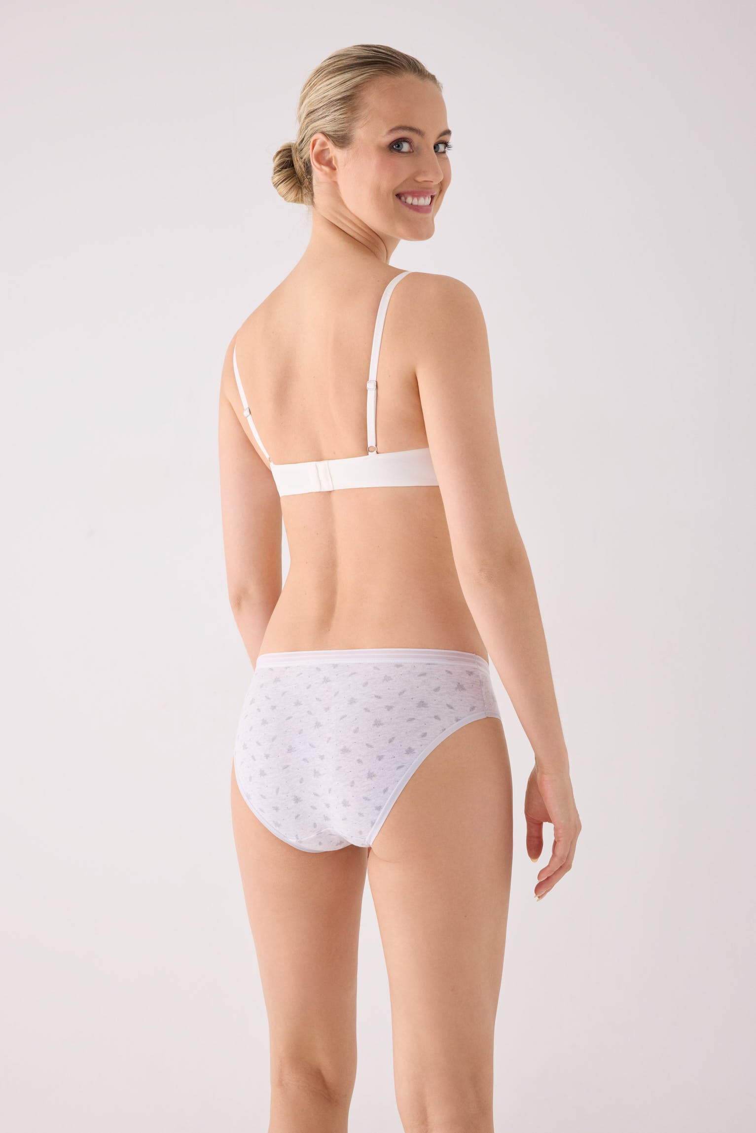 Confezione da 2 slip midi stampati in cotone, grigio