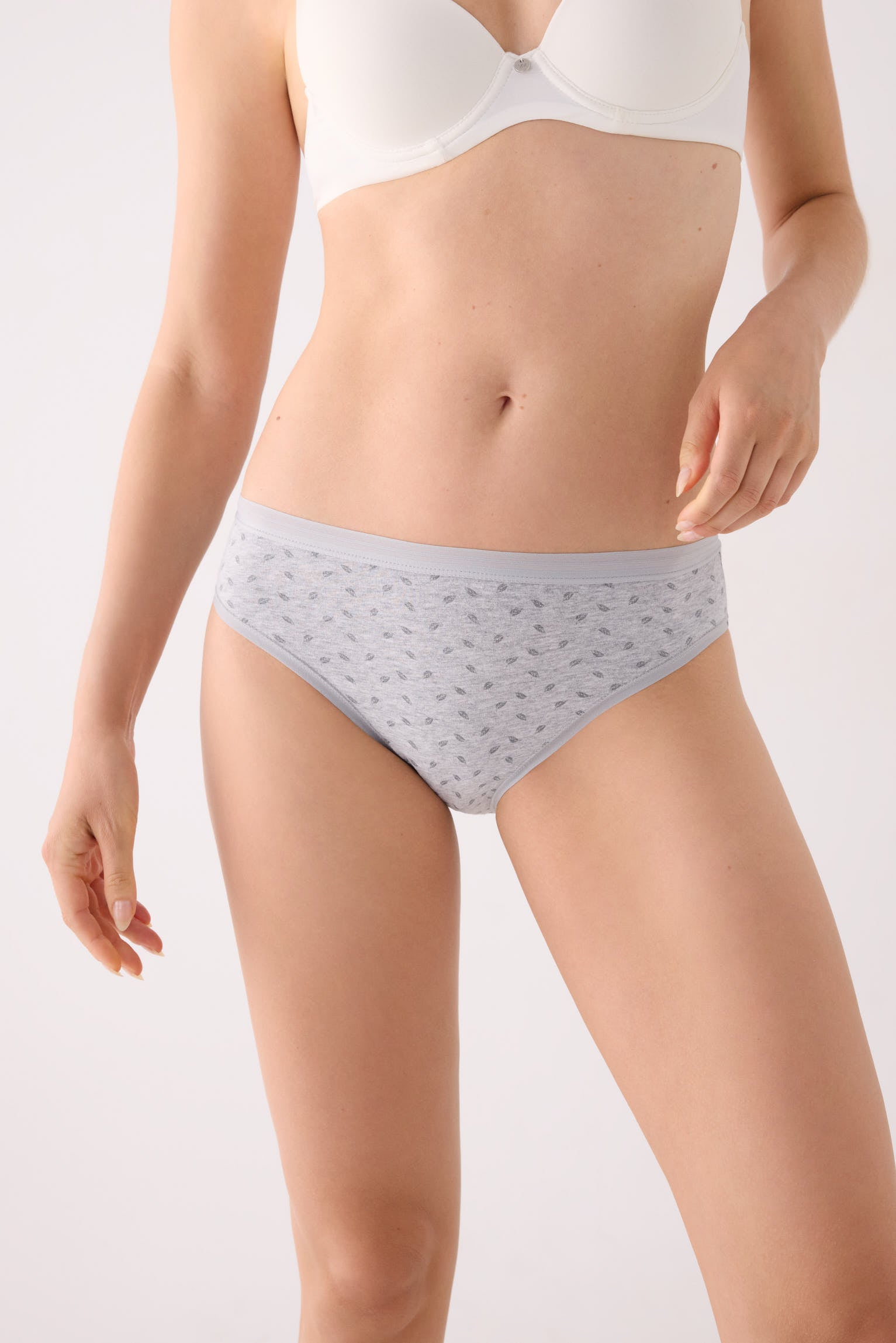 Confezione da 2 slip midi stampati in cotone, grigio
