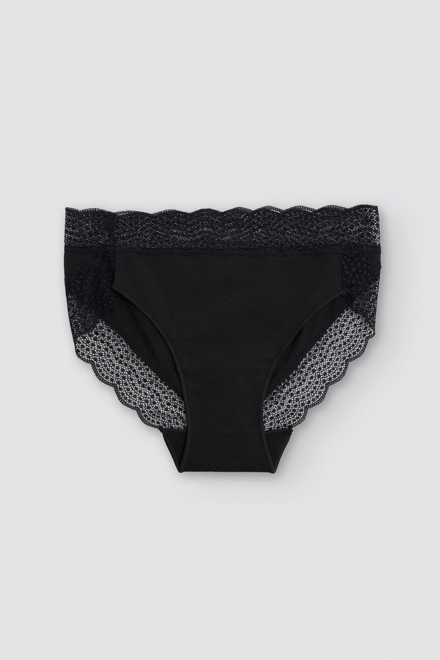 Slip midi in cotone con bordo in pizzo nero