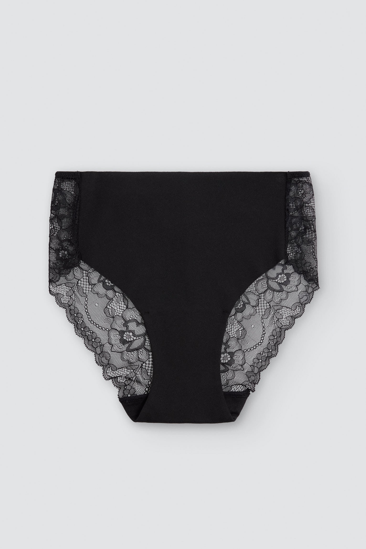 Slip midi cotone taglio laser con pizzo nero