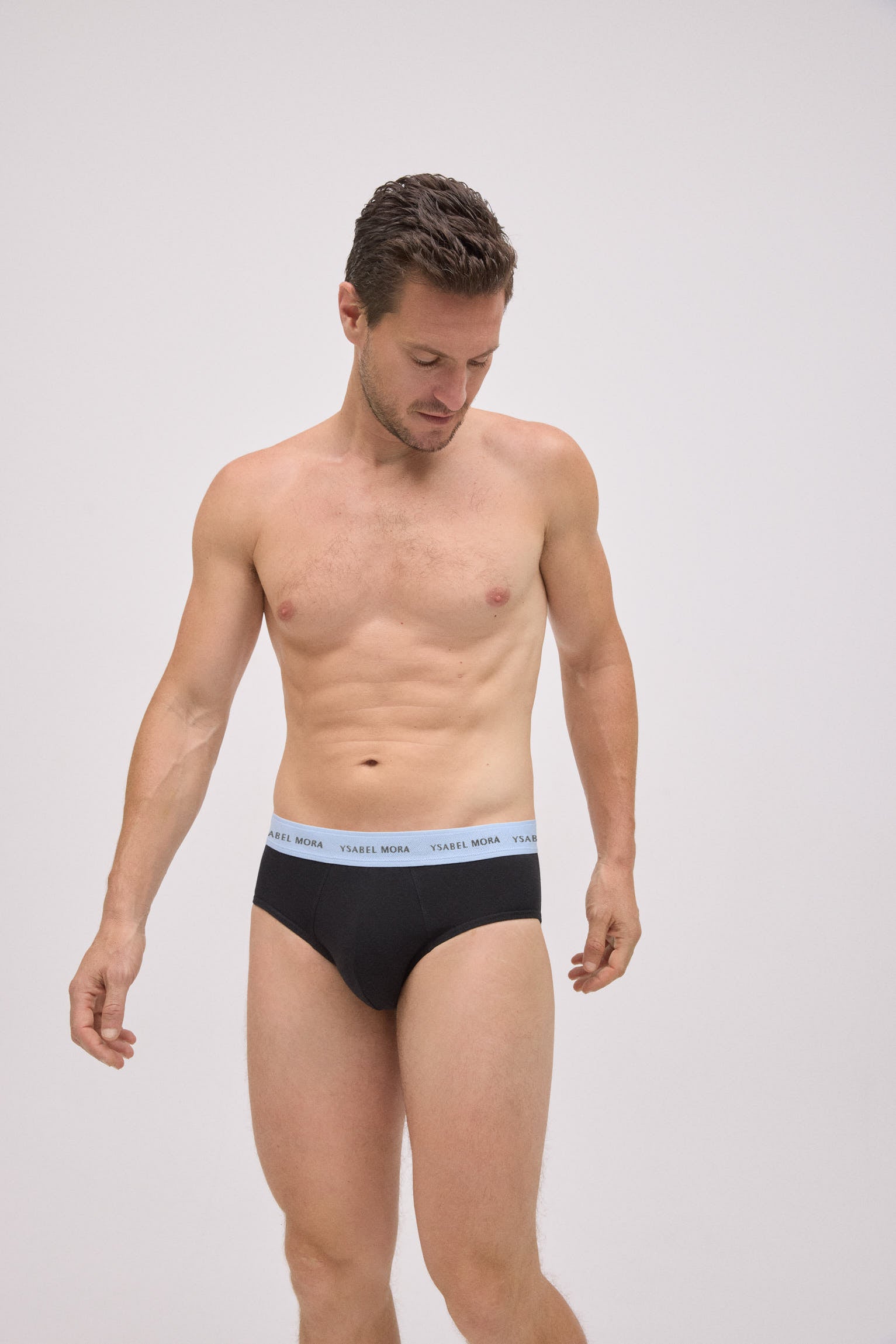 Confezione da 6 slip neri basic con fascia colorata