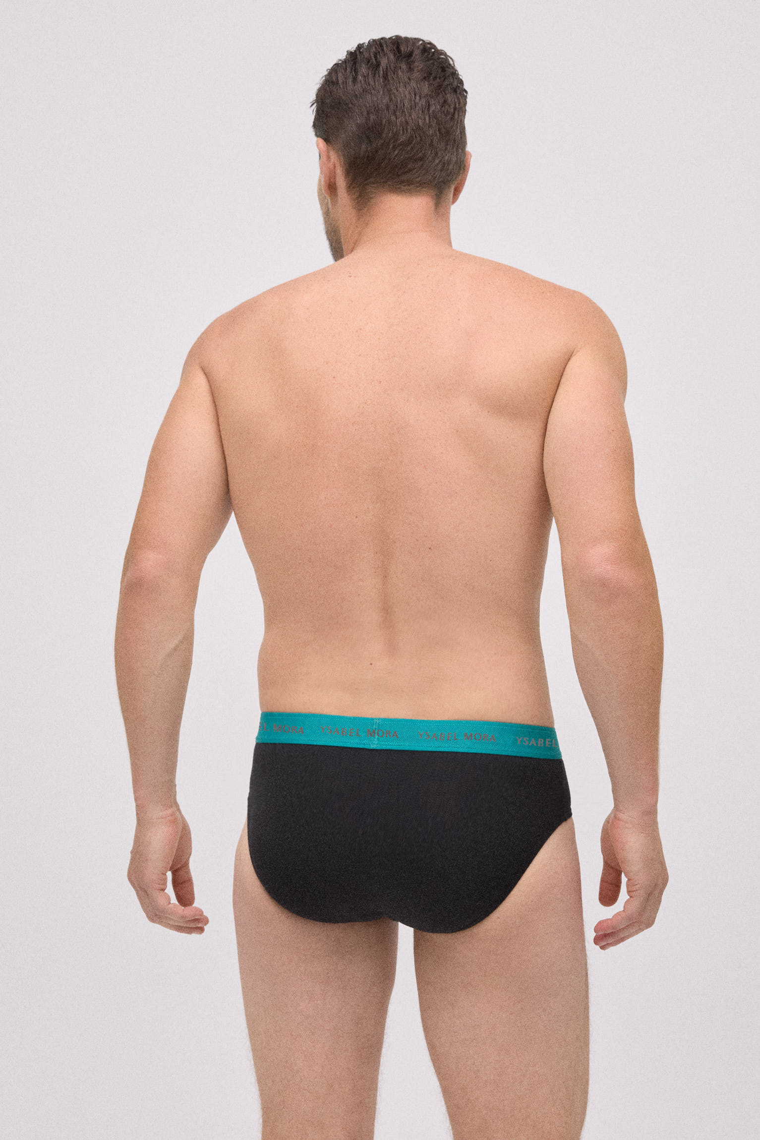Confezione da 6 slip neri basic con fascia colorata