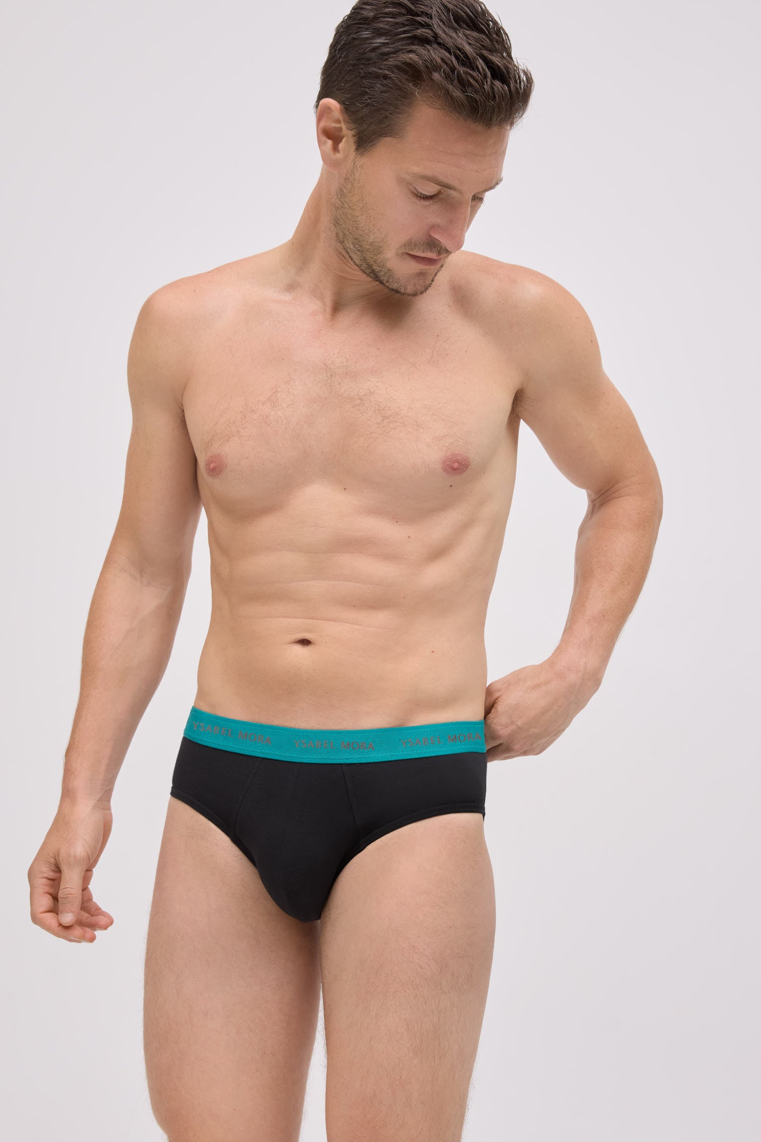 Confezione da 6 slip neri basic con fascia colorata