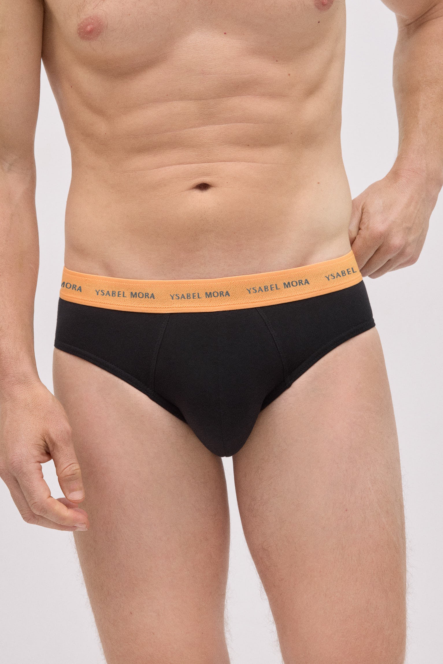 Confezione da 6 slip neri basic con fascia colorata