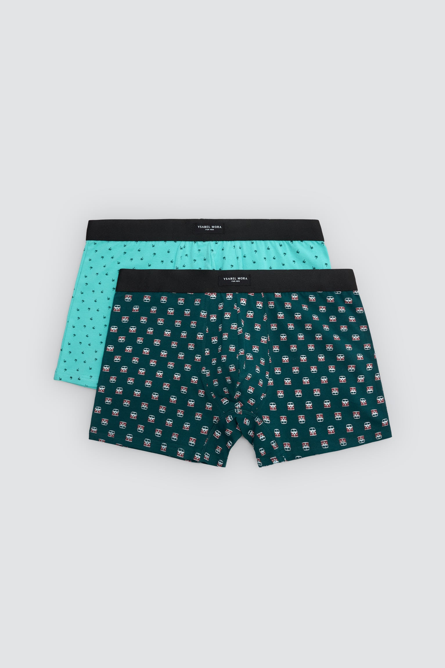 Confezione da 2 boxer con stampe assortite: roulotte e palma