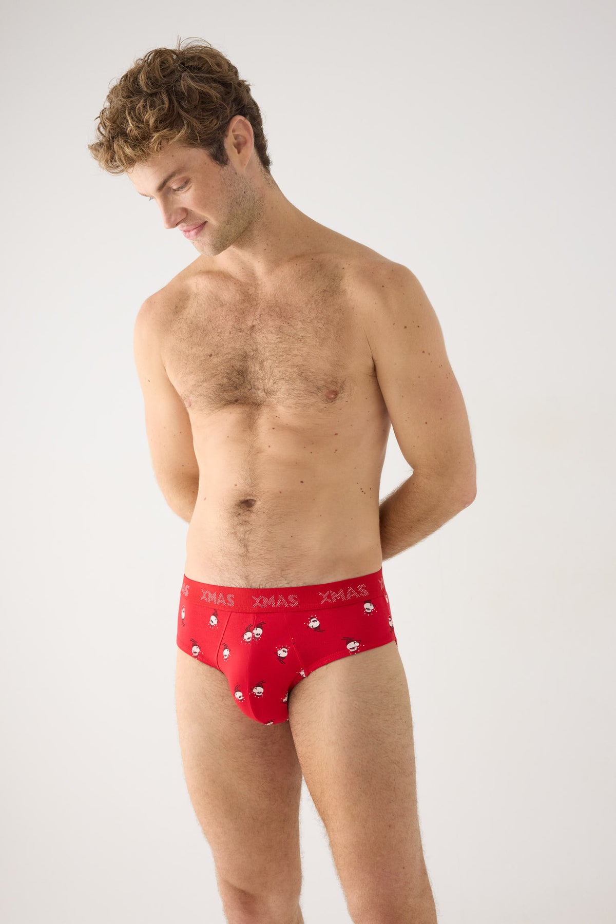 Pack slip y calcetín estampado Papa Noel esquiador - Ysabel Mora