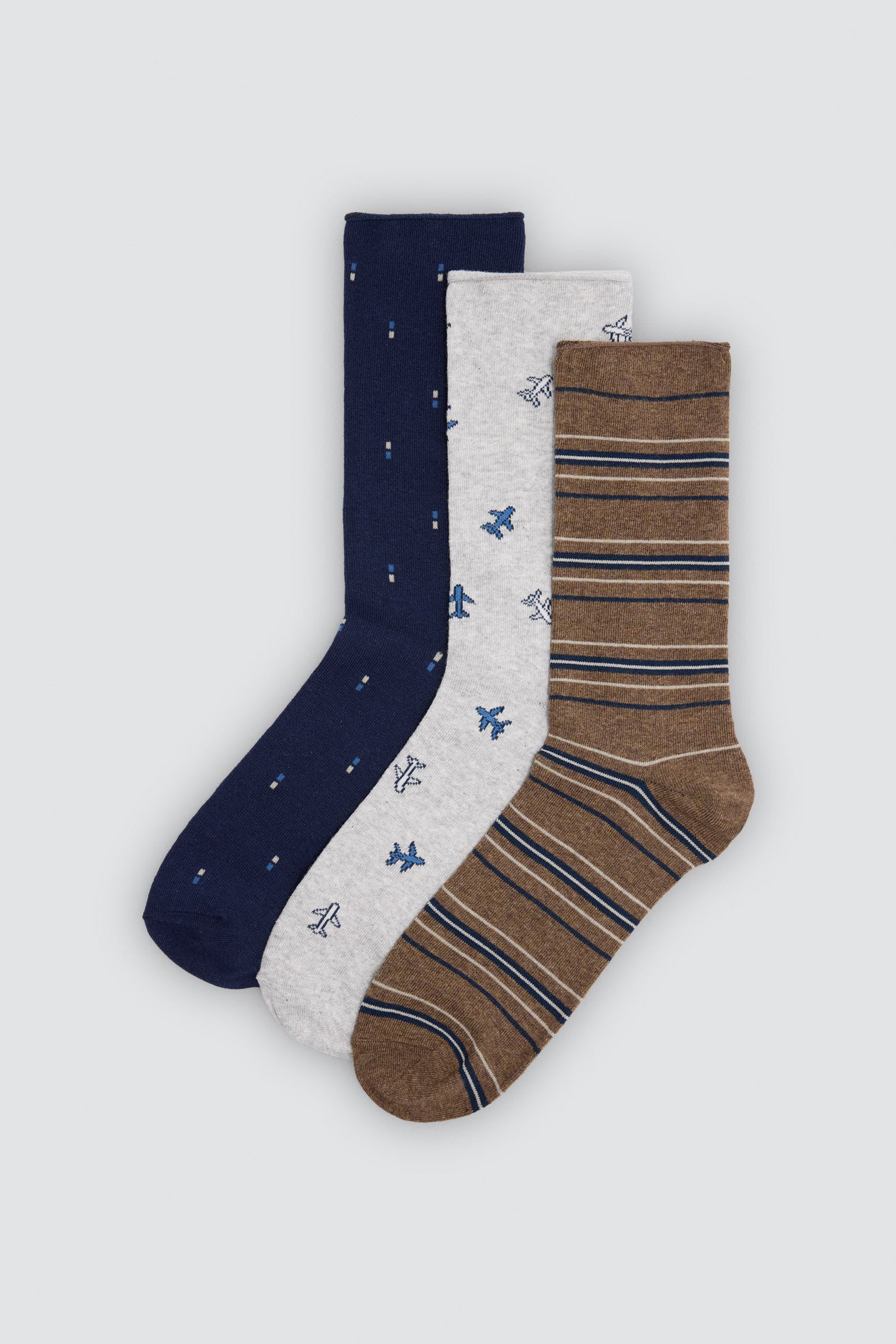 Pack 3 calzini uomo estampado aviones y rayas
