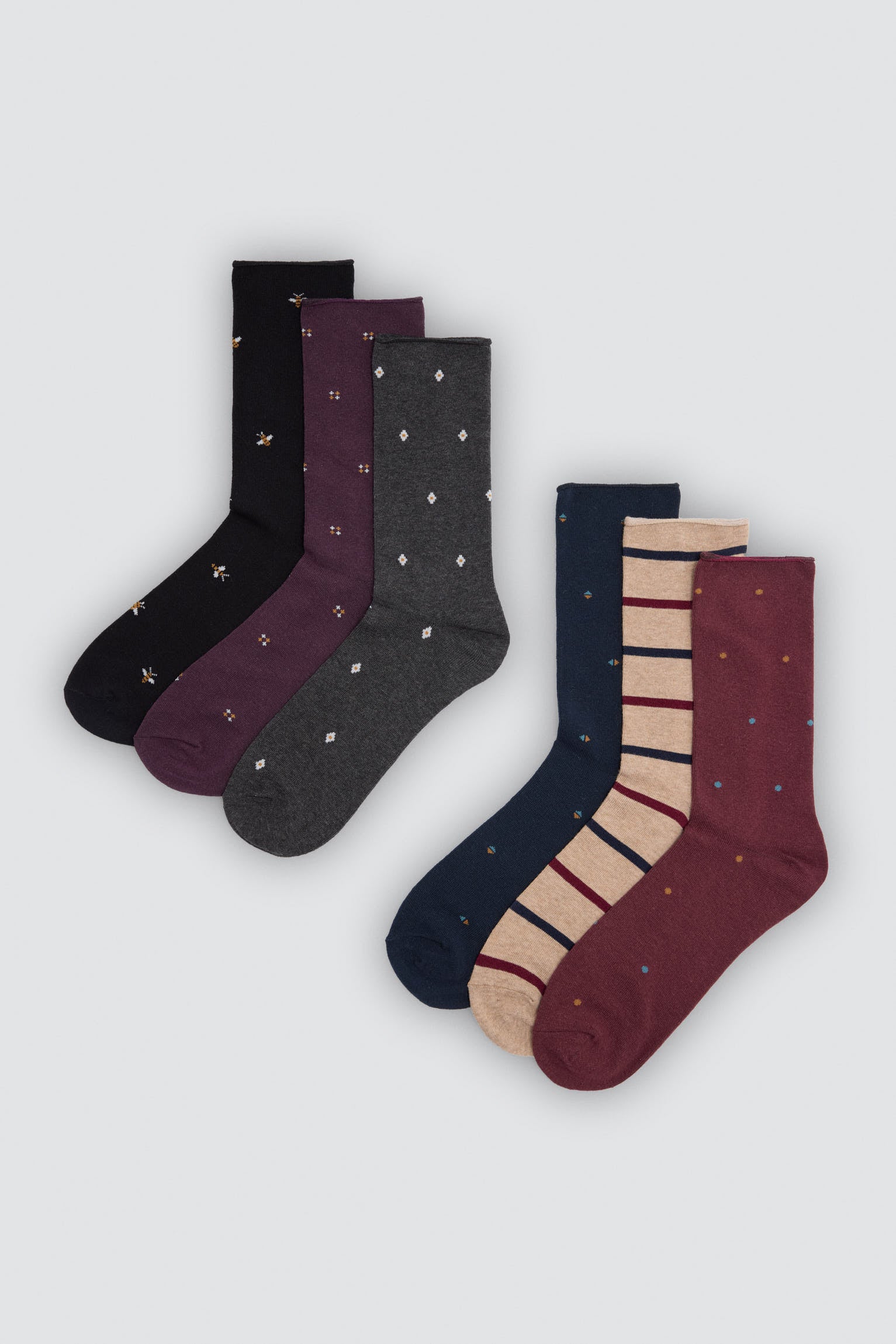 Pack 6 calzini sin puño estampados variados
