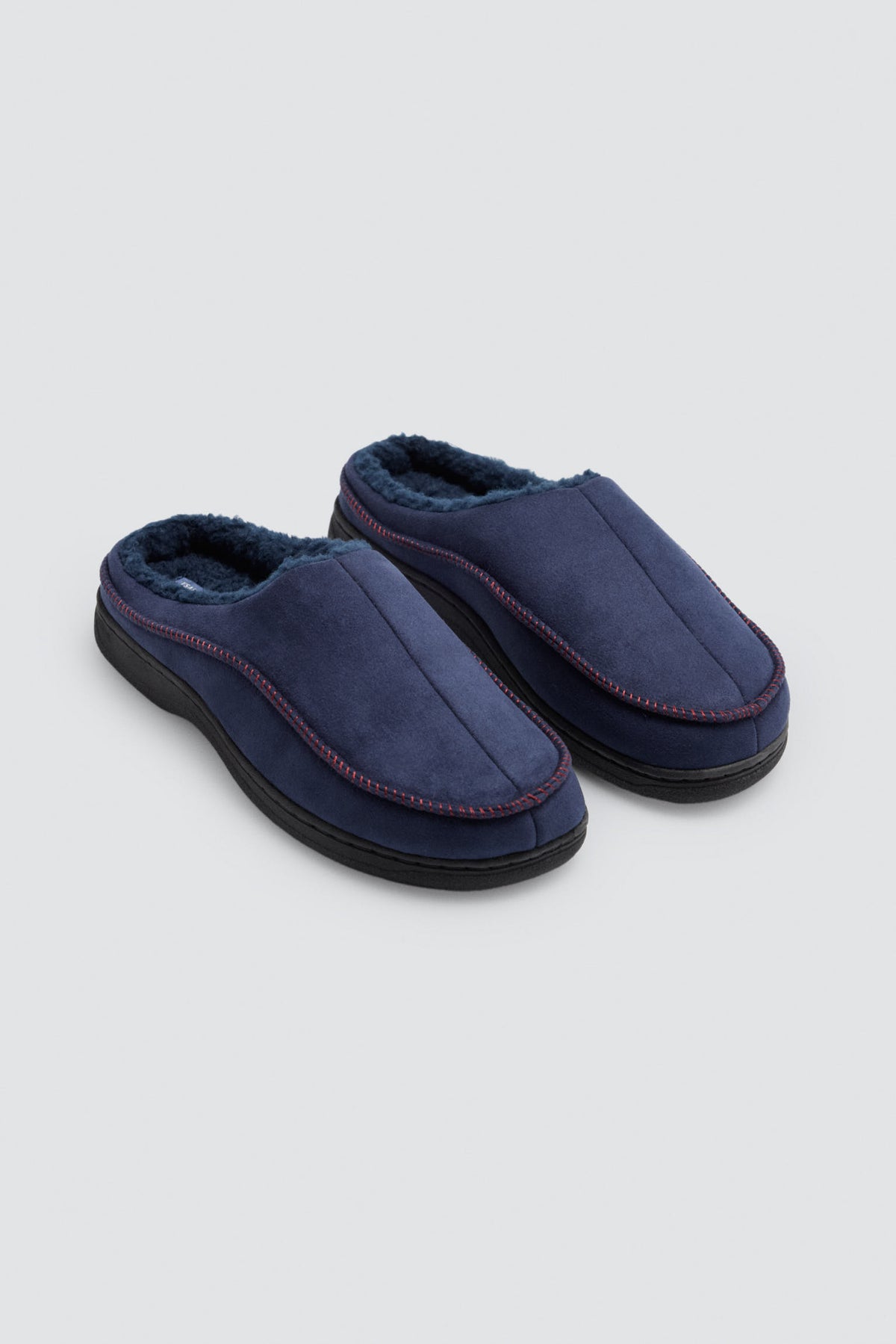 Pantofole da uomo blu navy effetto scamosciato con interno in pelliccia