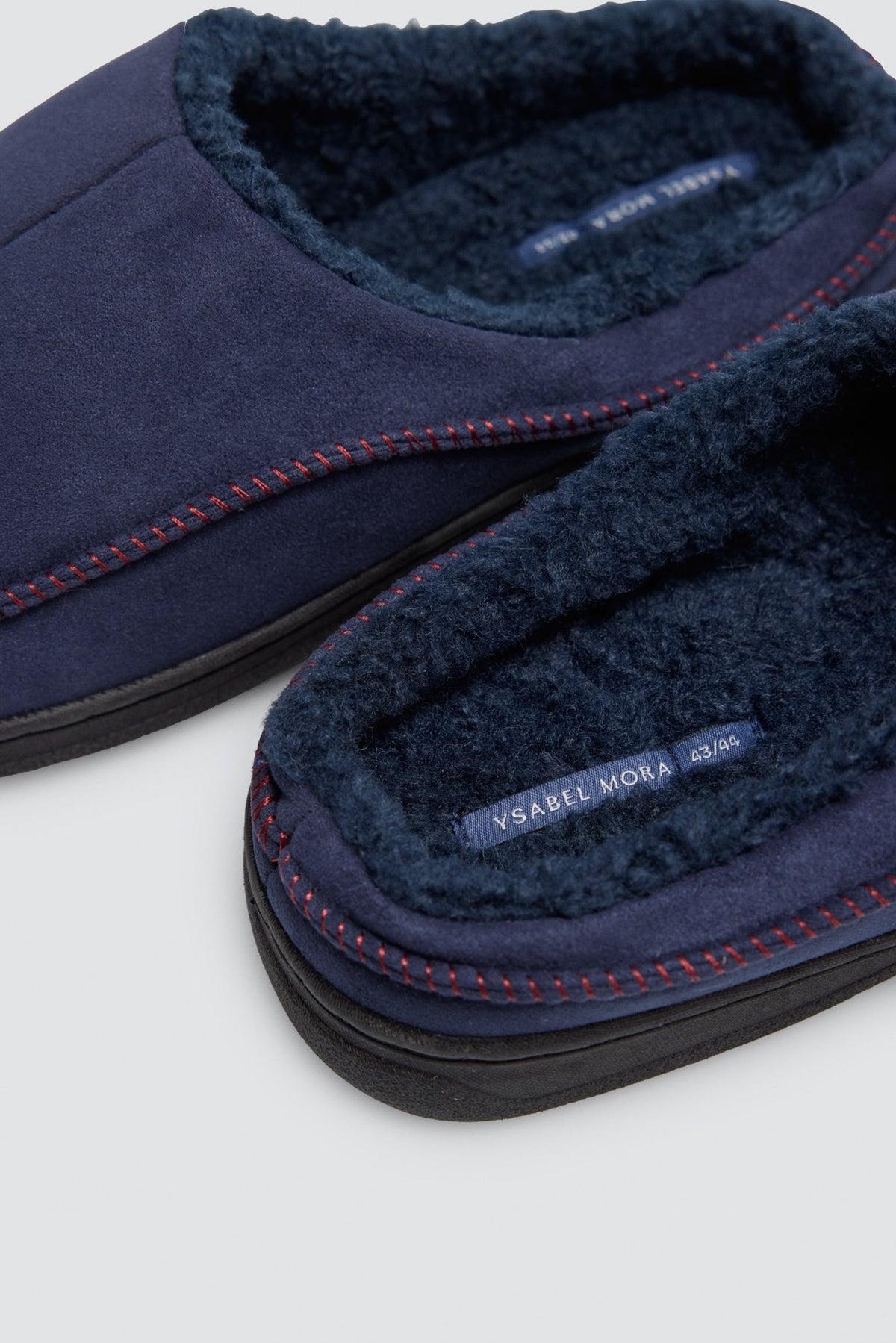 Pantofole da uomo blu navy effetto scamosciato con interno in pelliccia
