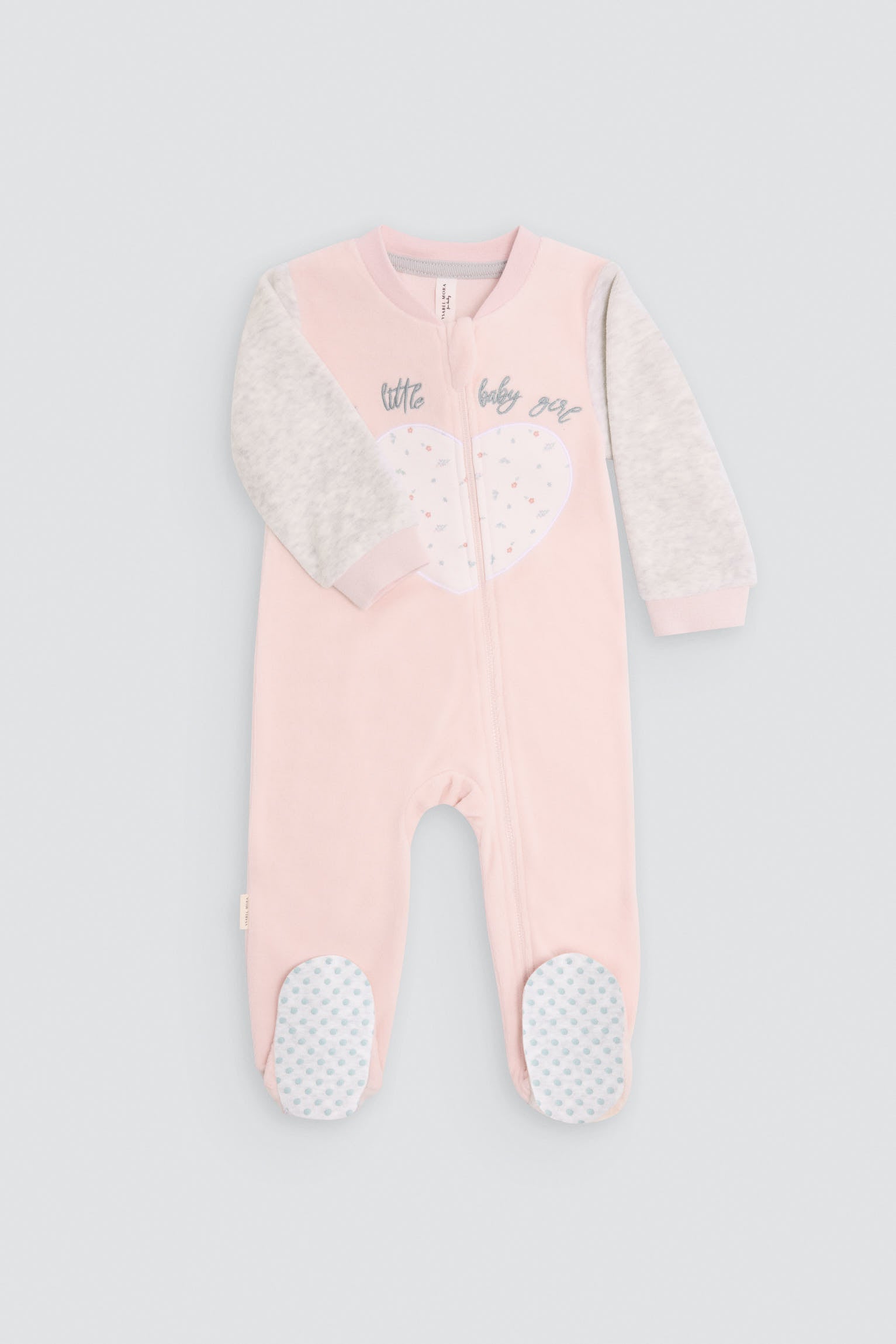 Pelele bebé cremallera estampado corazón - Ysabel Mora