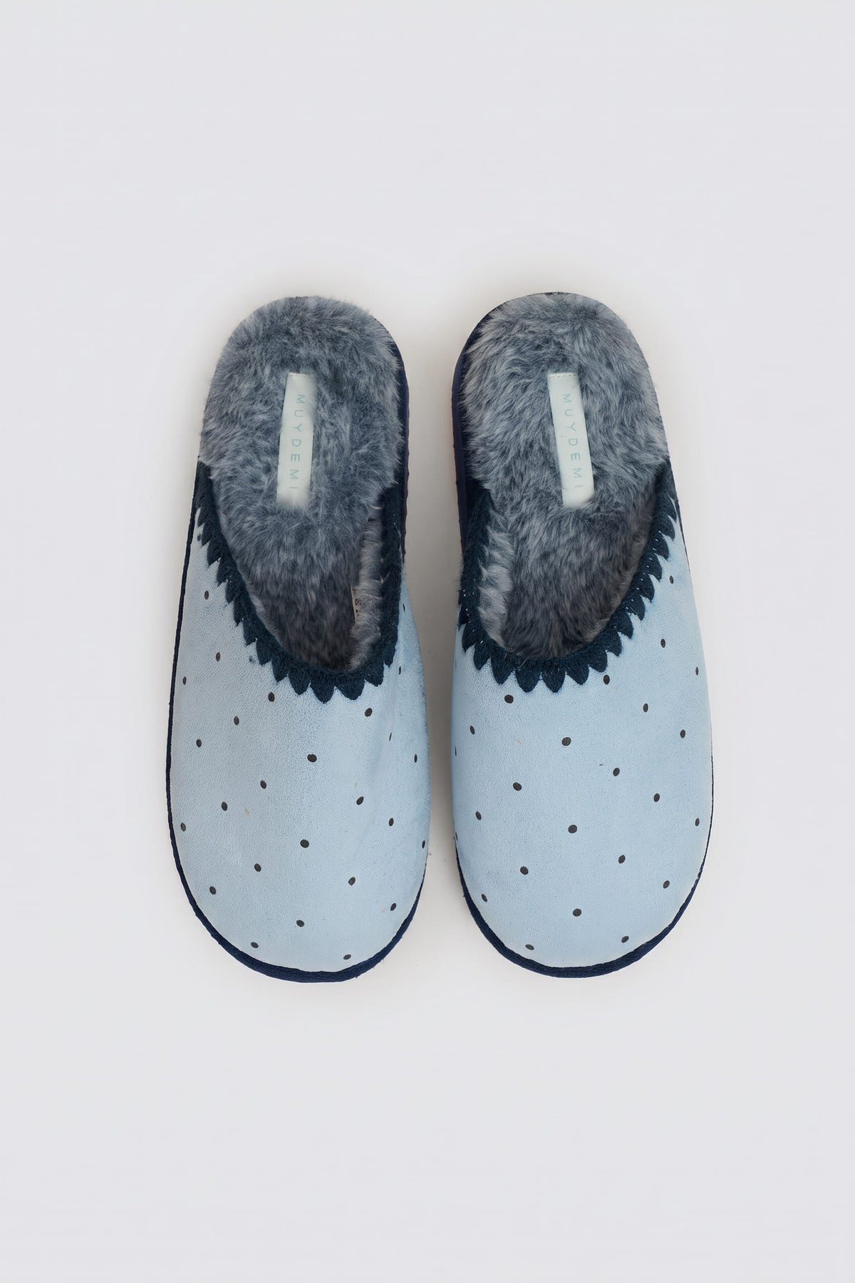 Pantofole da casa blu a pois