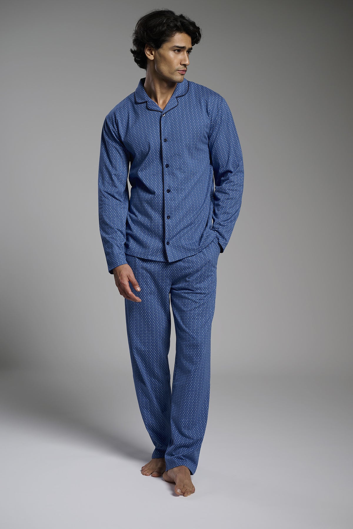 Pigiama camisero lungo uomo cotone stampa