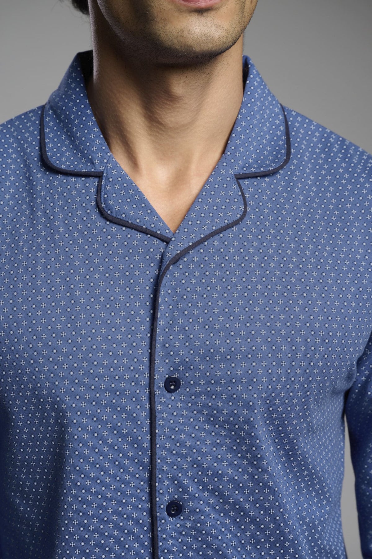 Pigiama camisero lungo uomo cotone stampa