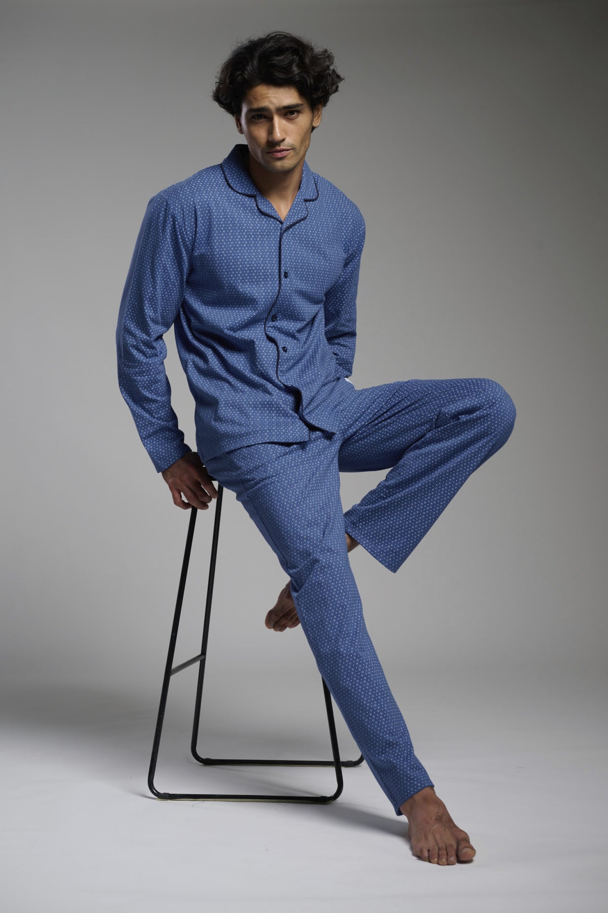 Pigiama camisero lungo uomo cotone stampa