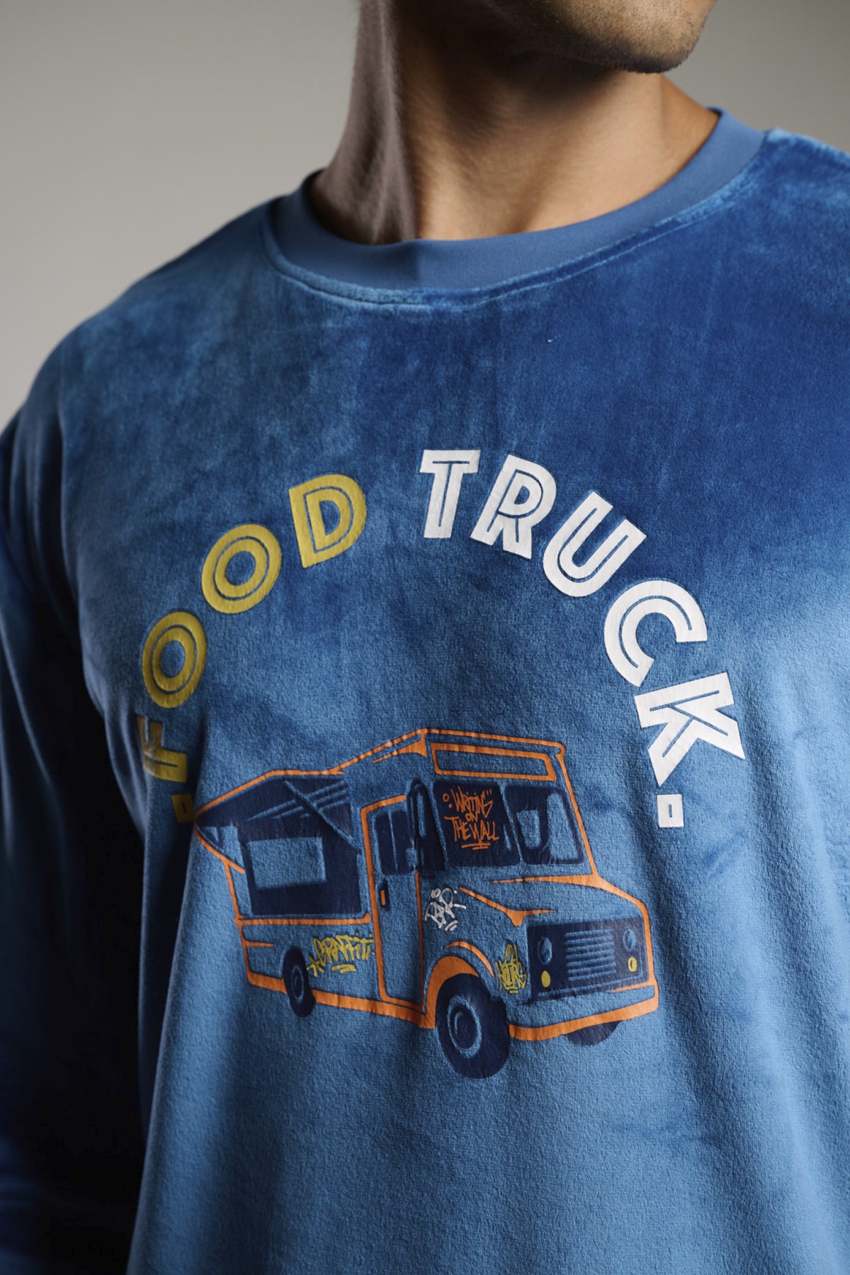 Pigiama lungo de uomo de terciopelo stampa Food Truck