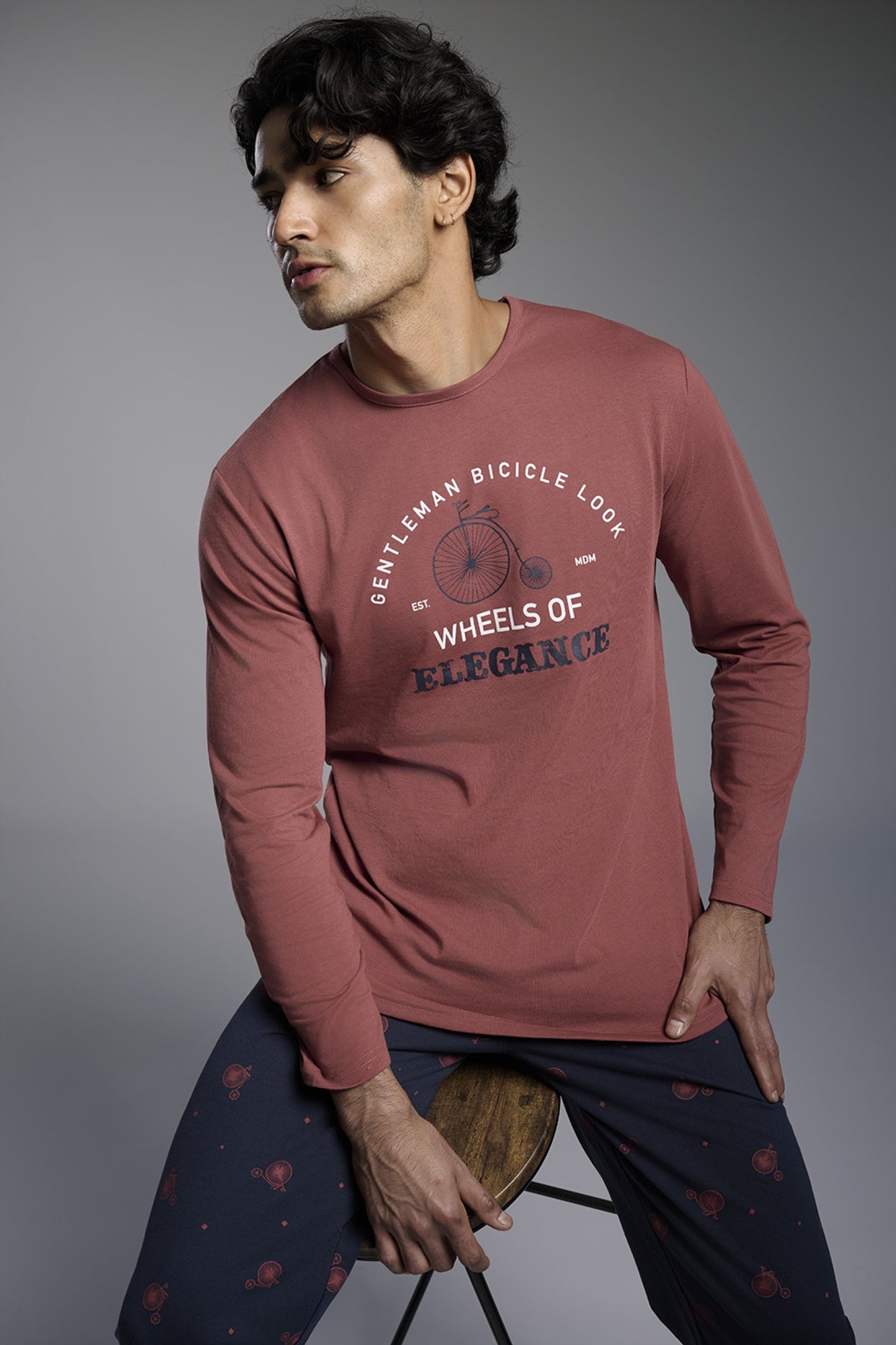 Pigiama lungo cotone uomo stampa Gentleman Bicicle Look