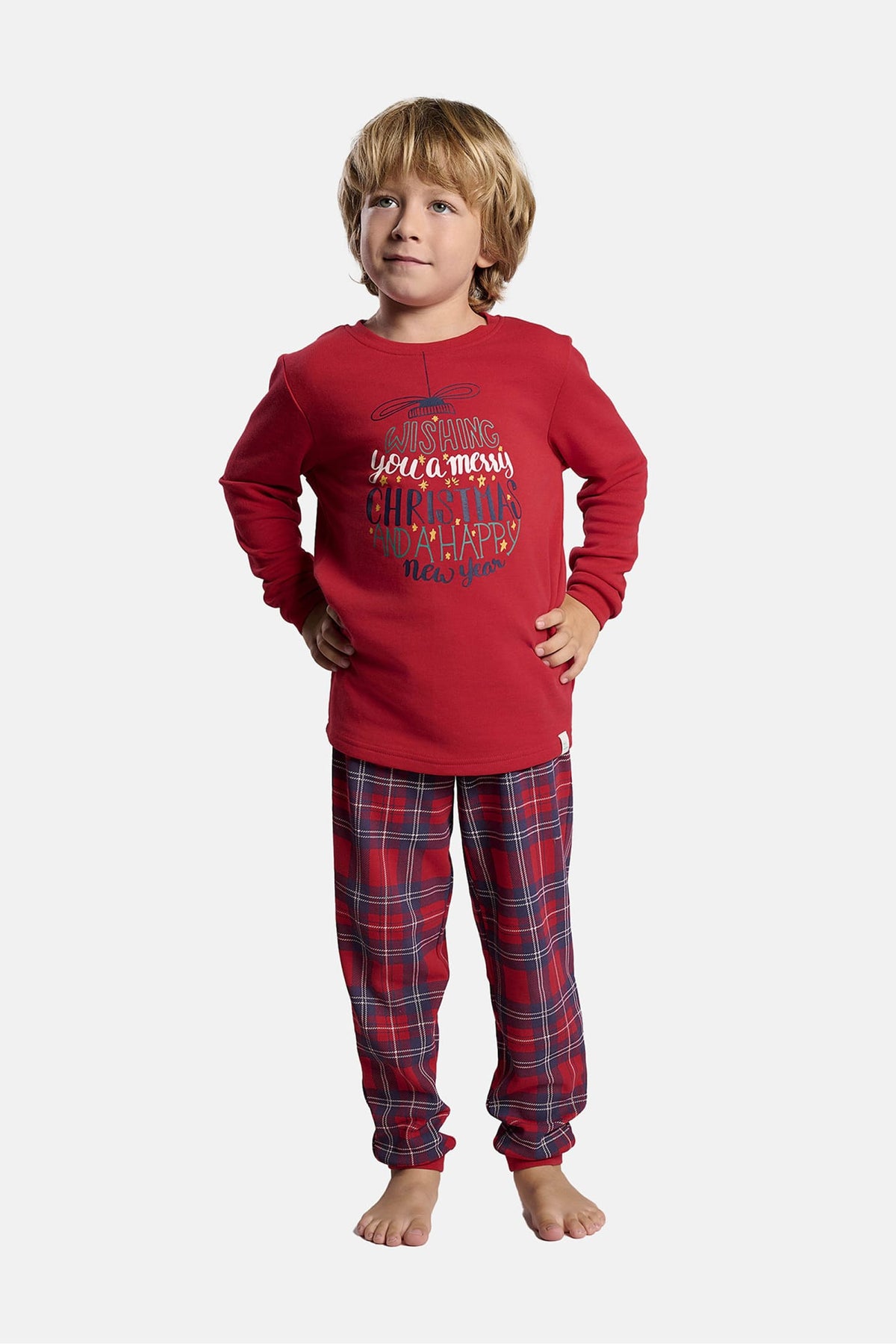 Pigiama lungo bambino unisex afelpado stampa Navidad cuadros