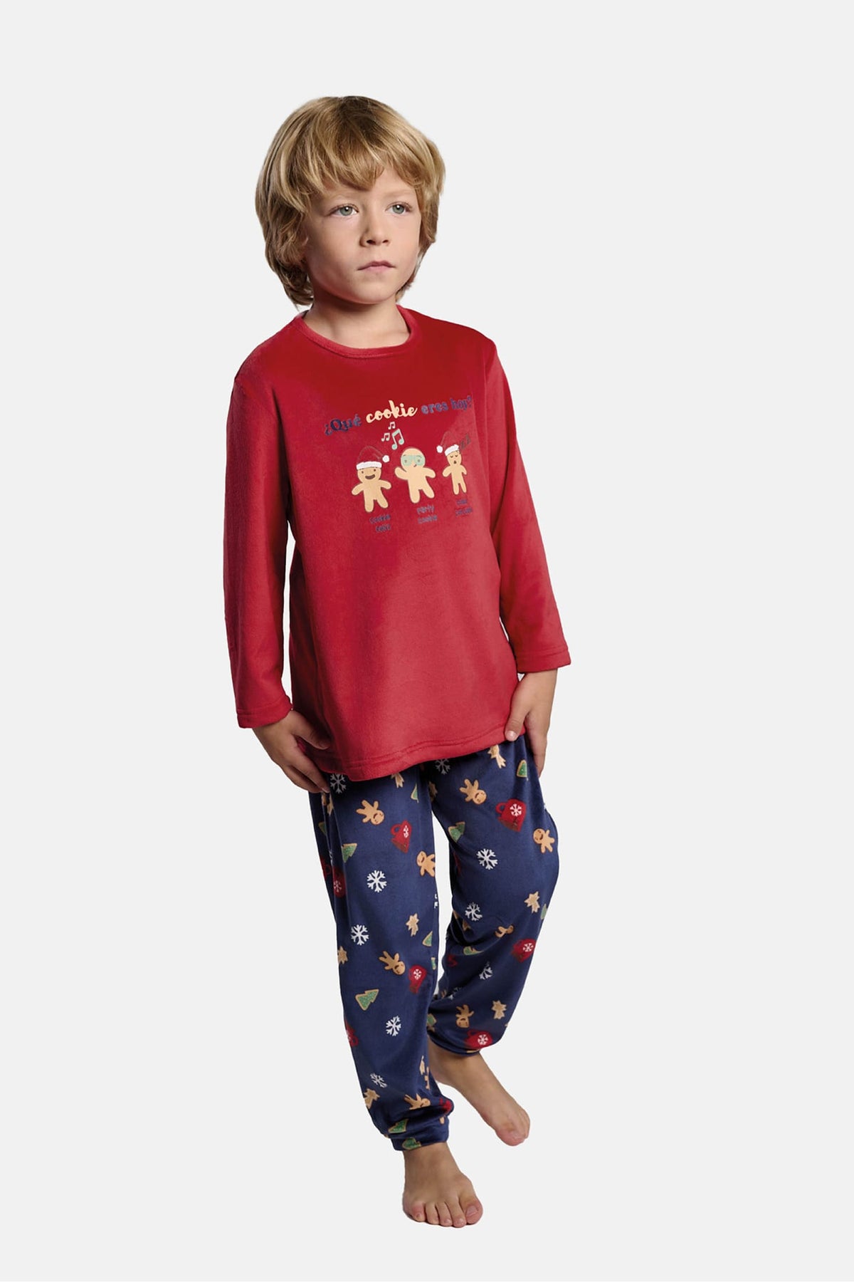 Pigiama lungo bambino unisex terciopelo stampa galletas de jengibre Navidad