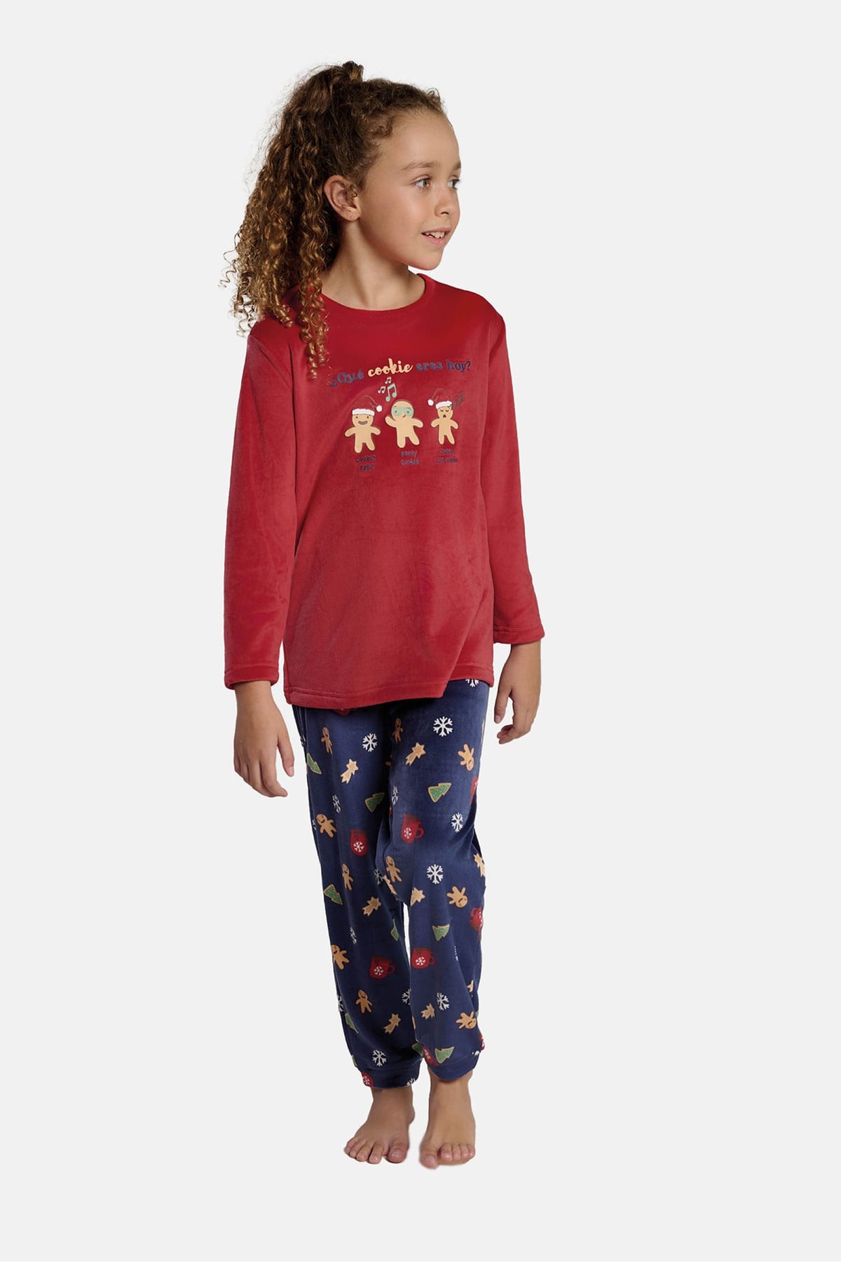 Pigiama lungo bambino unisex terciopelo stampa galletas de jengibre Navidad