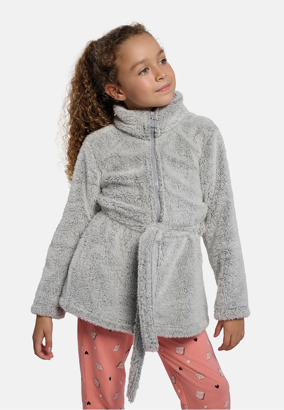 Bata bambino polar coralina bambina cinturón gris