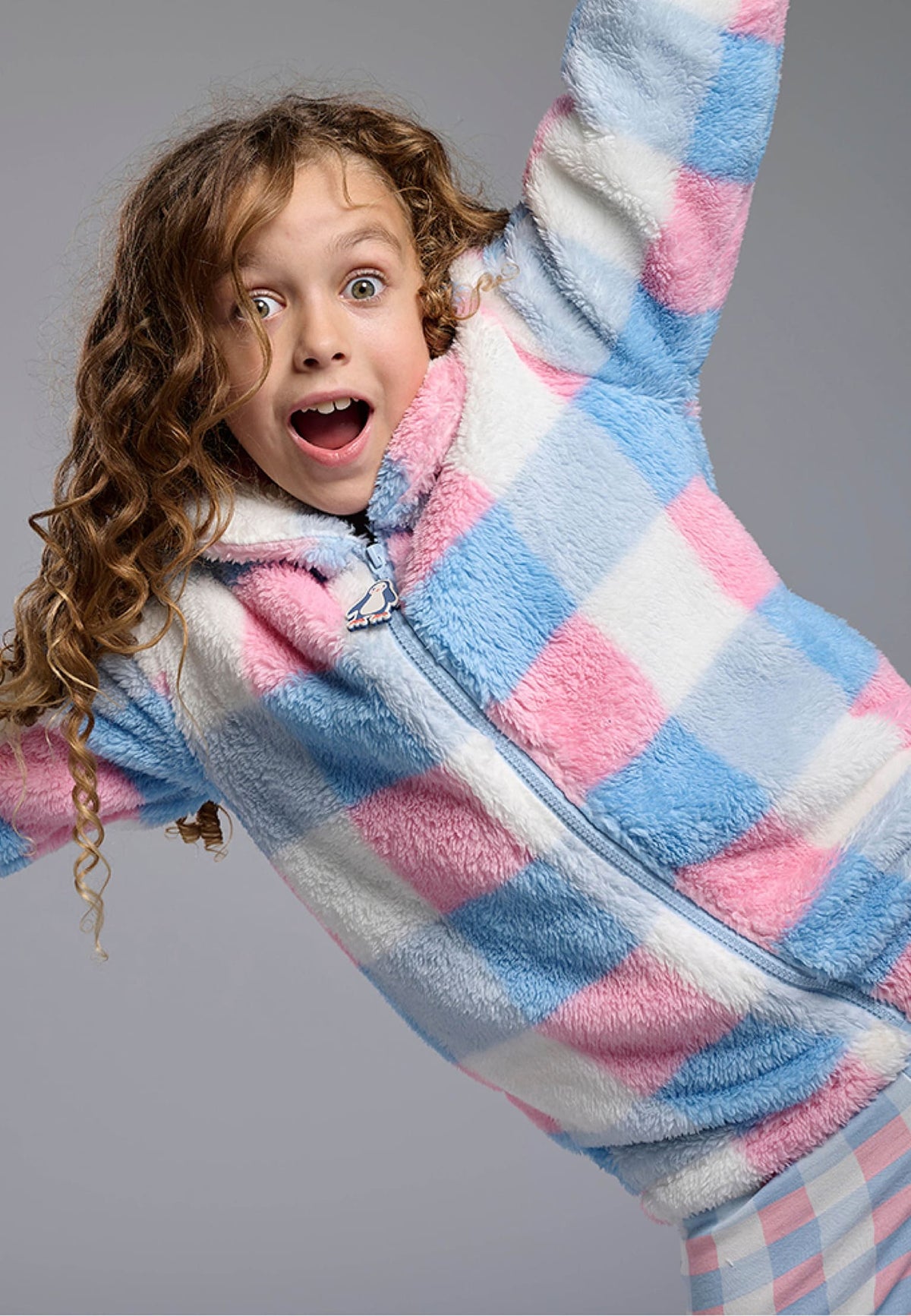 Bata bambino polar borreguito bambina cierre cremallera stampa cuadros