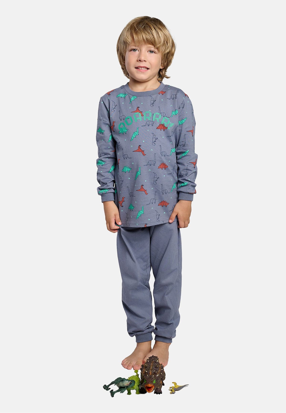 Pigiama lungo bambino cotone Roar stampa dinosaurios