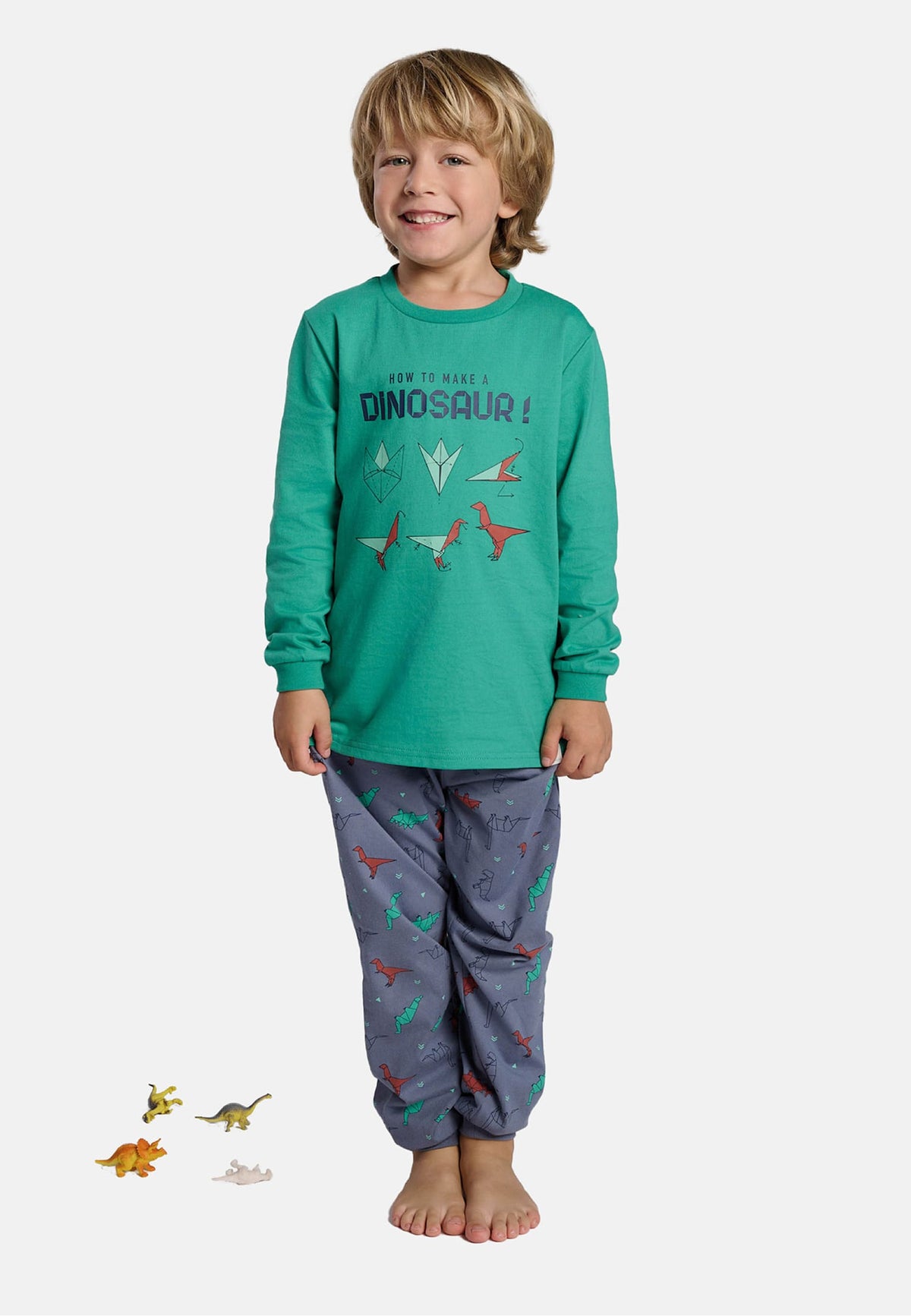 Pigiama lungo bambino cotone How to make a dinosaur stampa dinosaurios