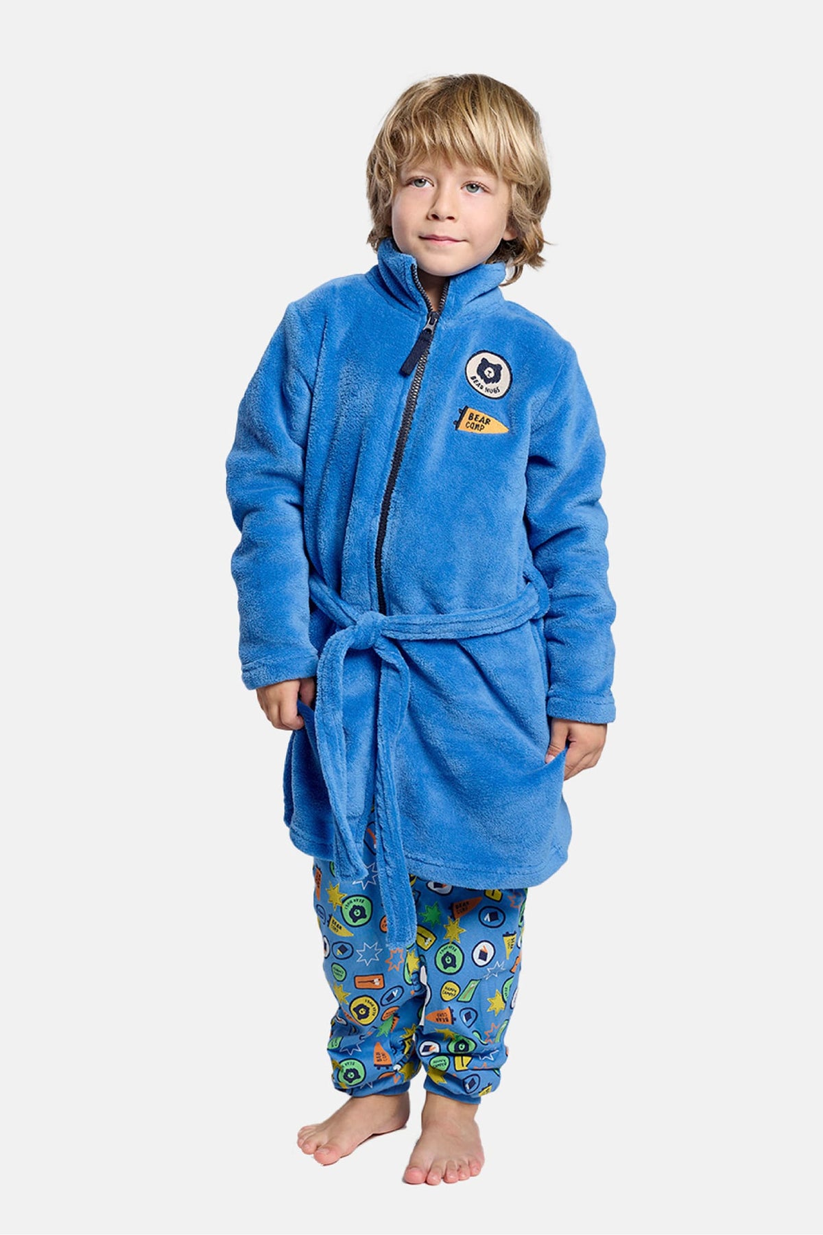 Bata bambino polar coralina bambino cierre cremallera detalles parches