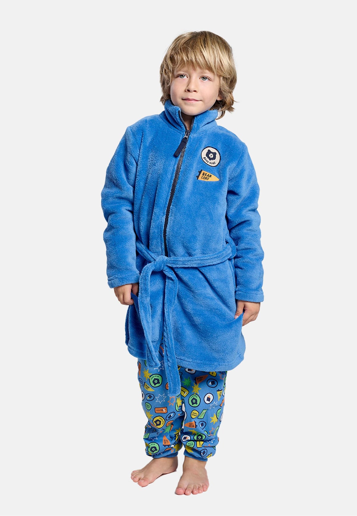 Bata bambino polar coralina bambino cierre cremallera detalles parches